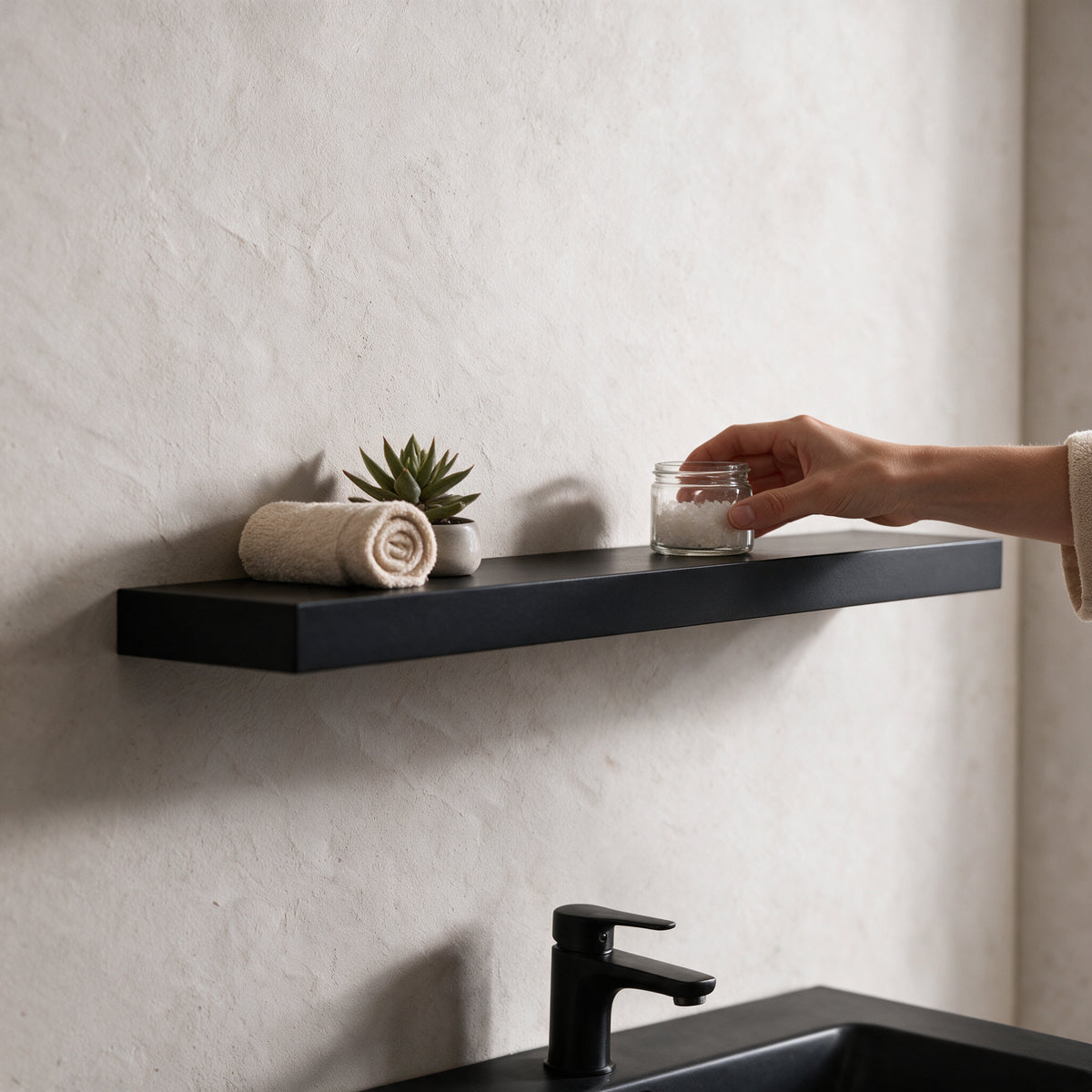 36" Wall-Mount Matte Black Shelf