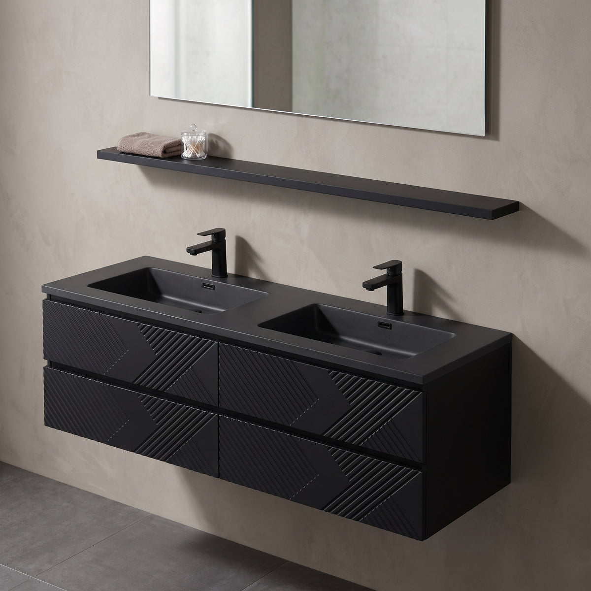 60" Wall-Mount Matte Black Shelf
