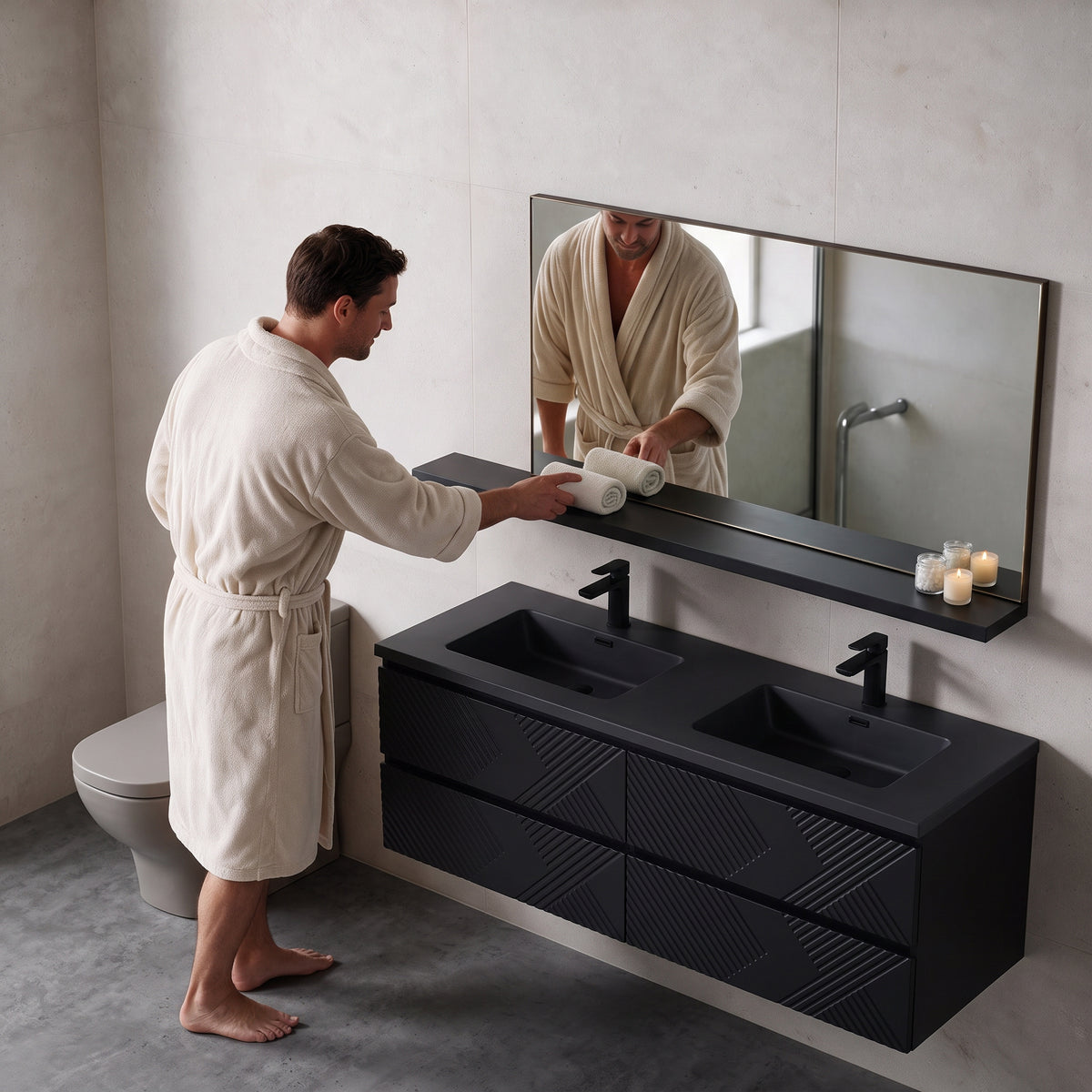 60" Wall-Mount Matte Black Shelf
