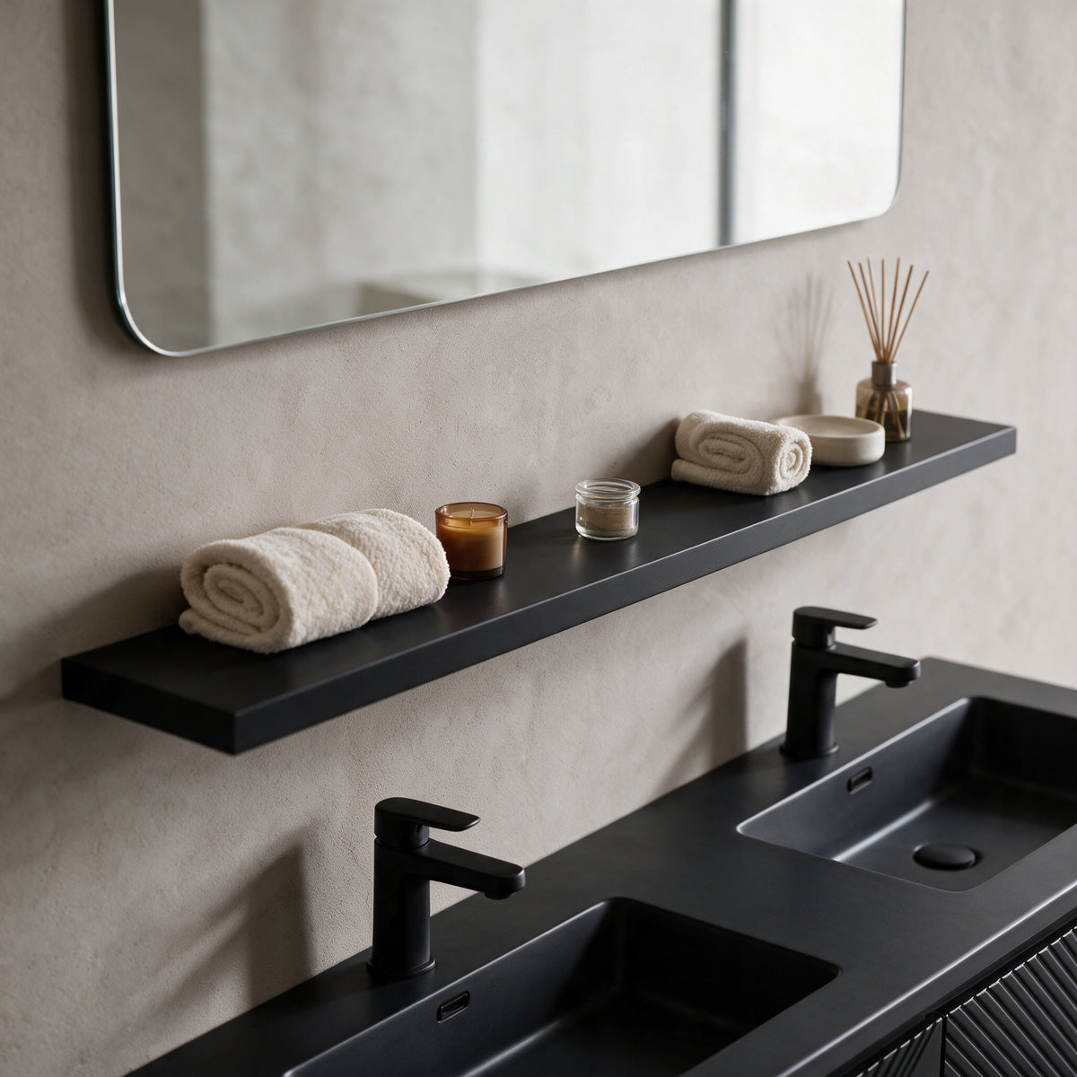 60" Wall-Mount Matte Black Shelf
