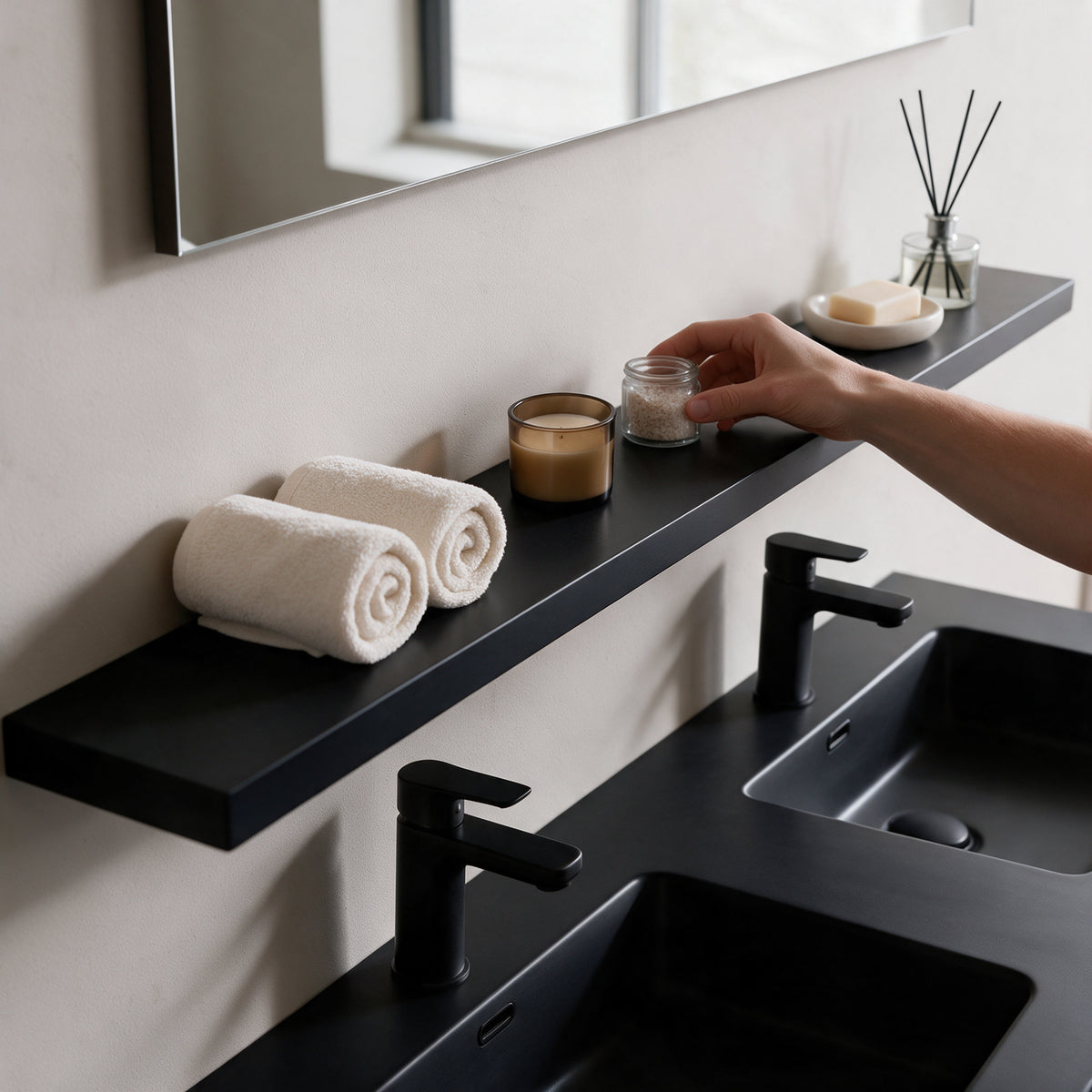 60" Wall-Mount Matte Black Shelf