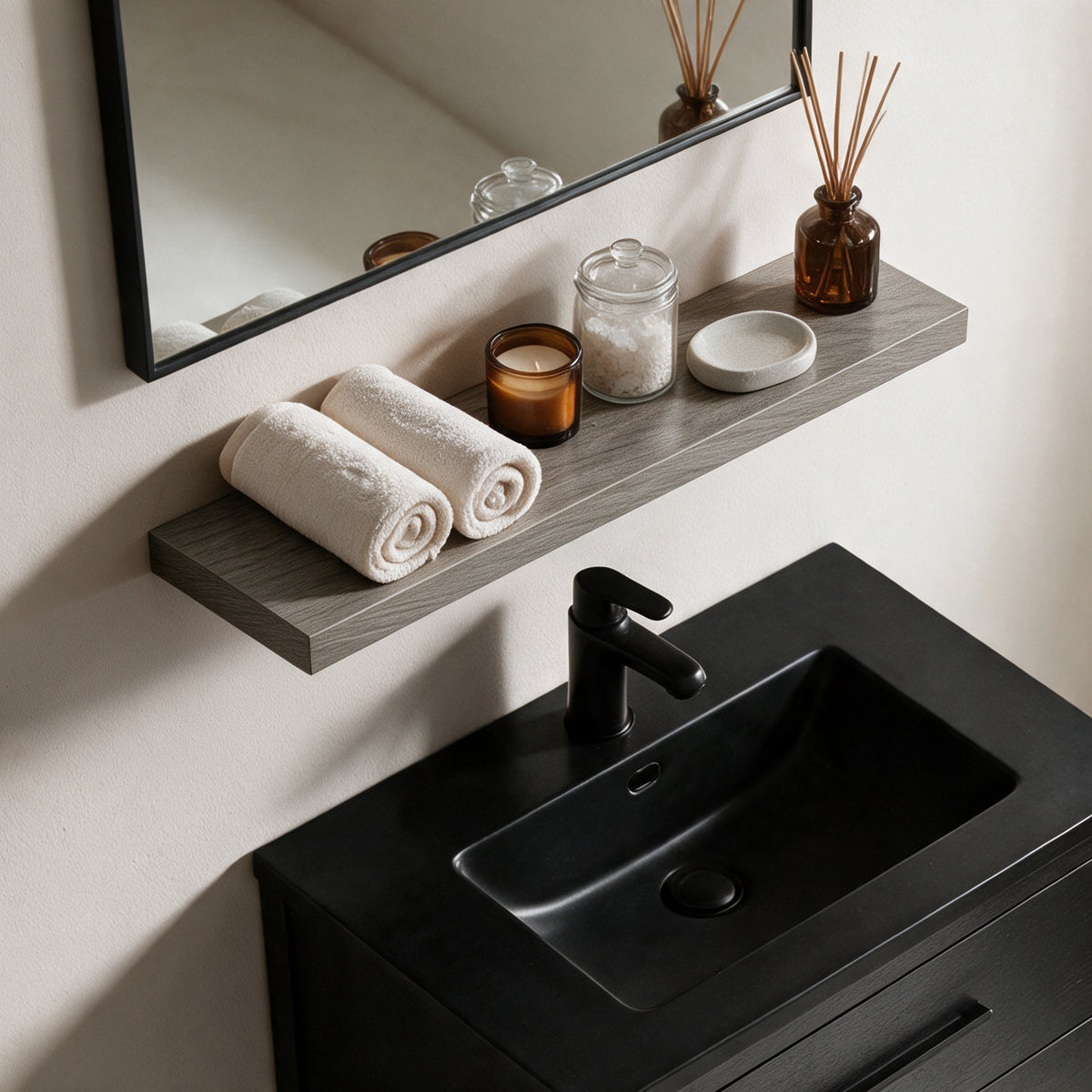 24" Wall-Mount Maple Grey Shelf