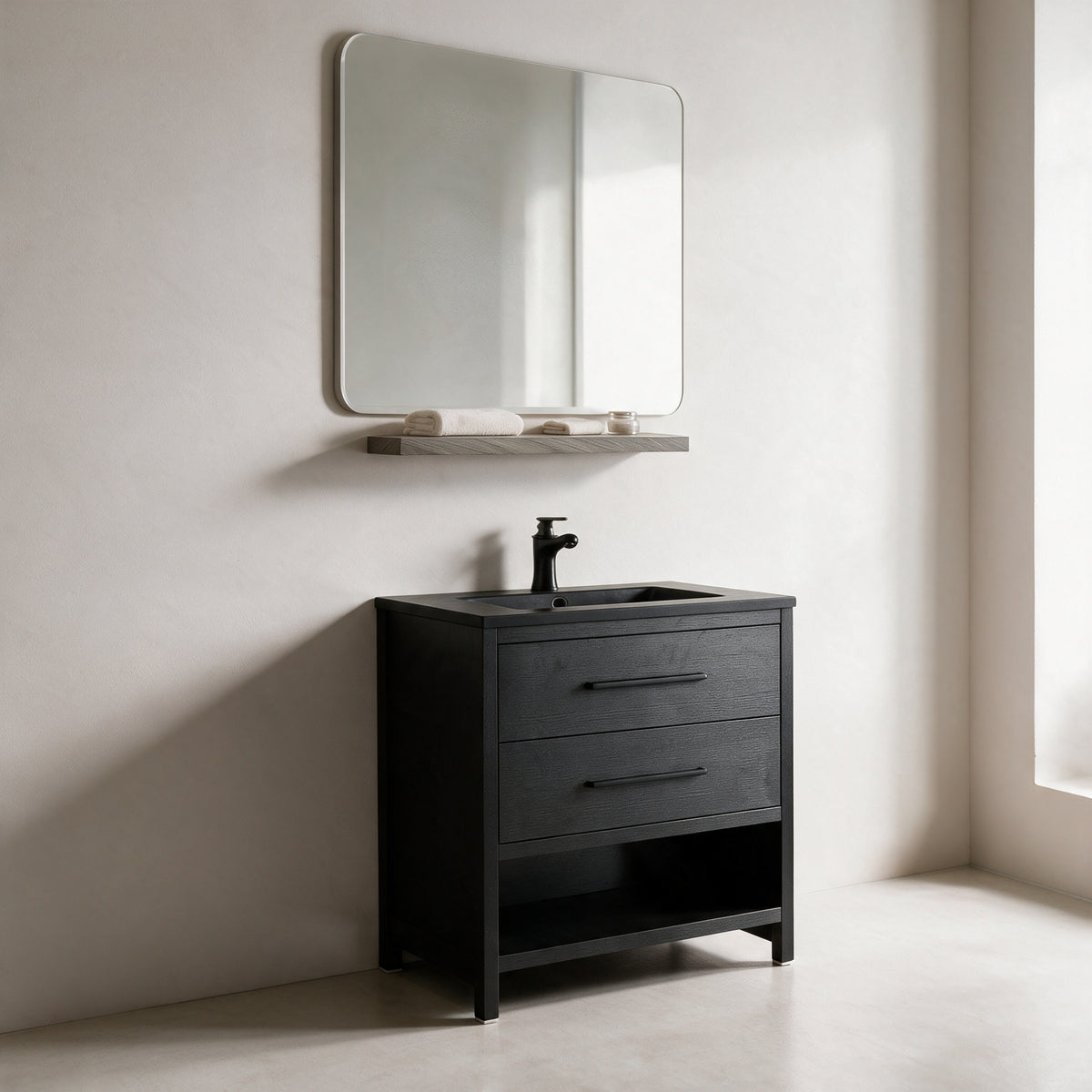 24" Wall-Mount Maple Grey Shelf