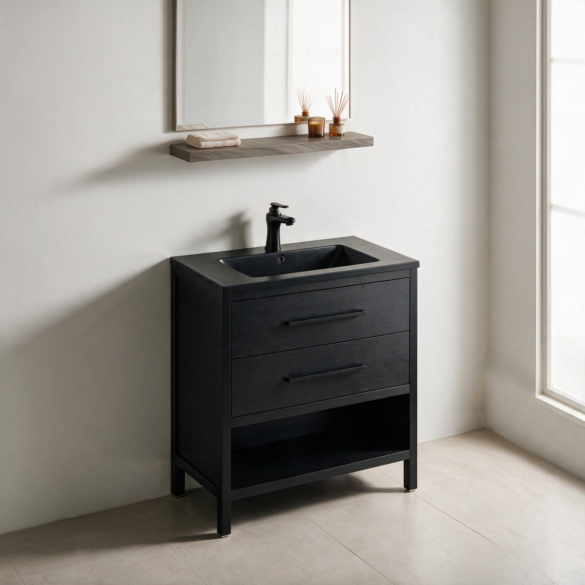 24" Wall-Mount Maple Grey Shelf
