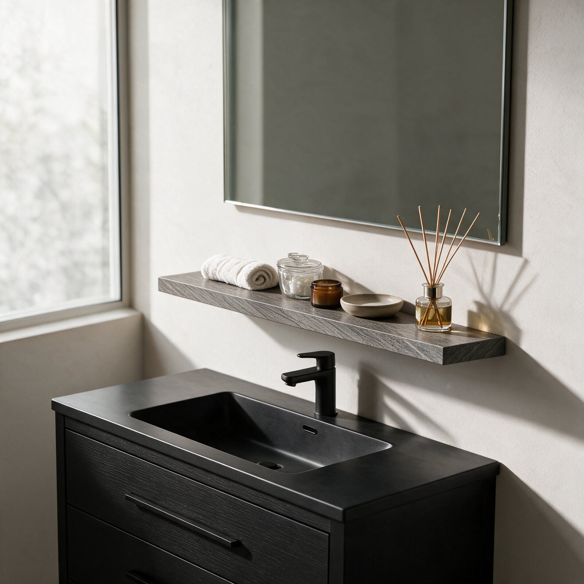 36" Wall-Mount Maple Grey Shelf