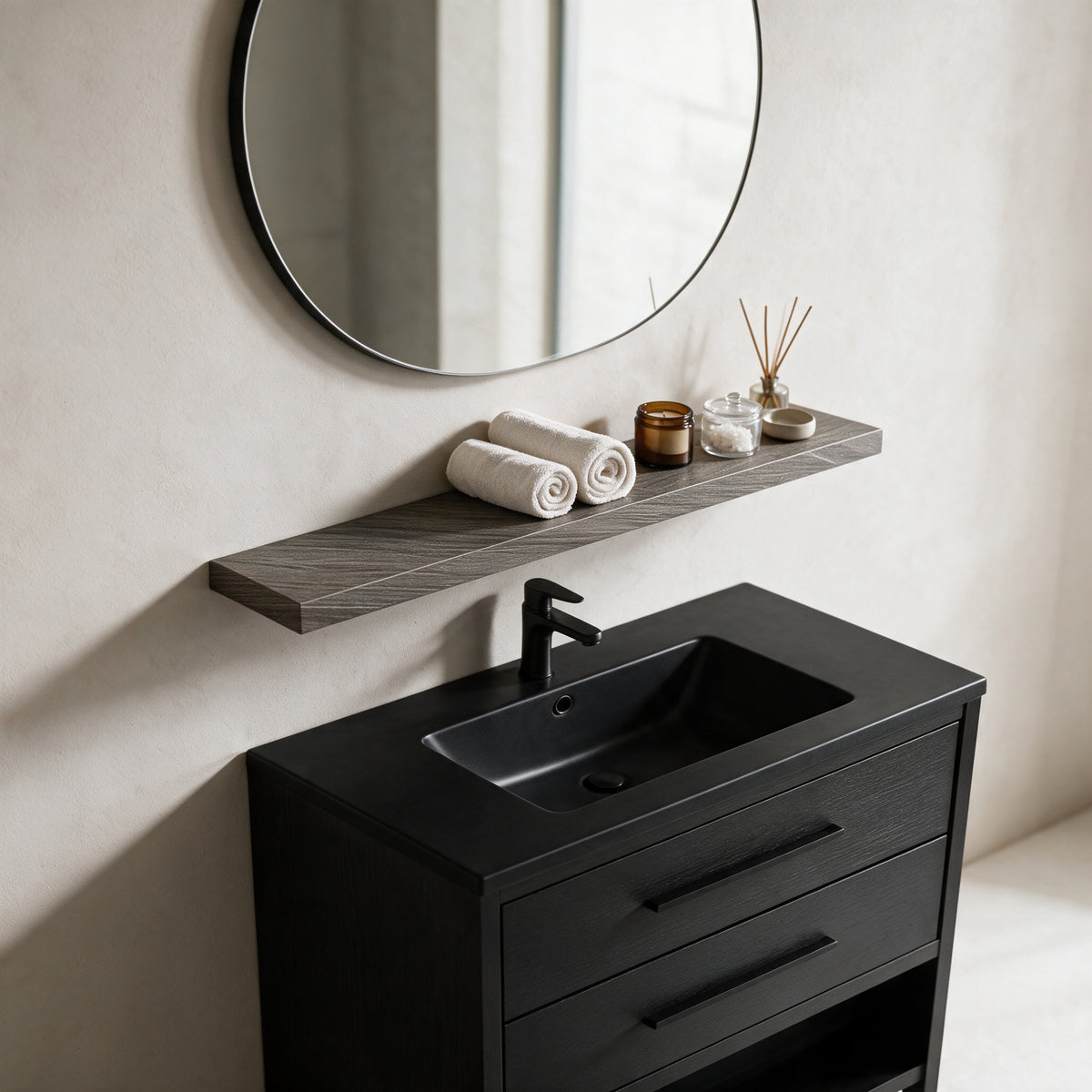 36" Wall-Mount Maple Grey Shelf