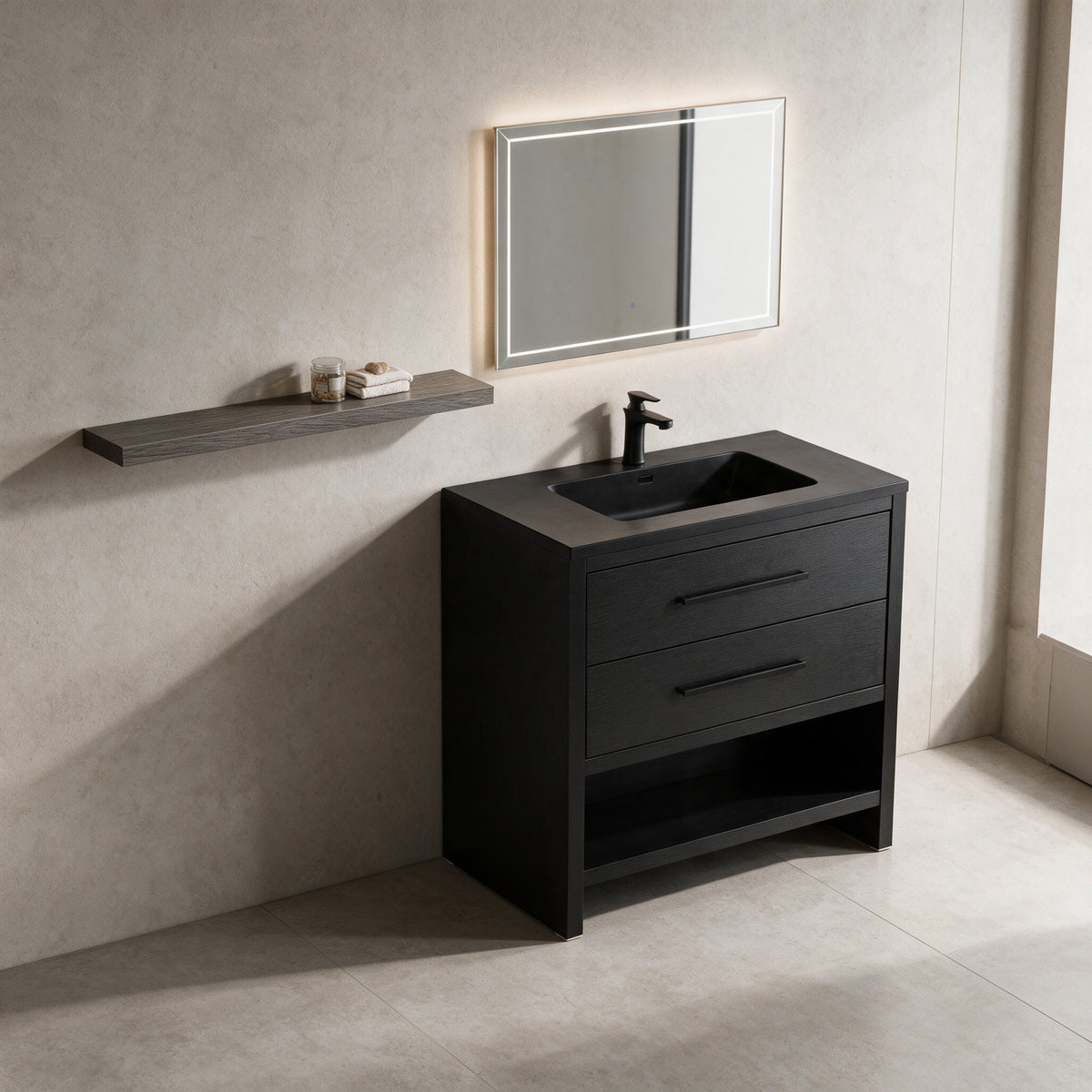 36" Wall-Mount Maple Grey Shelf
