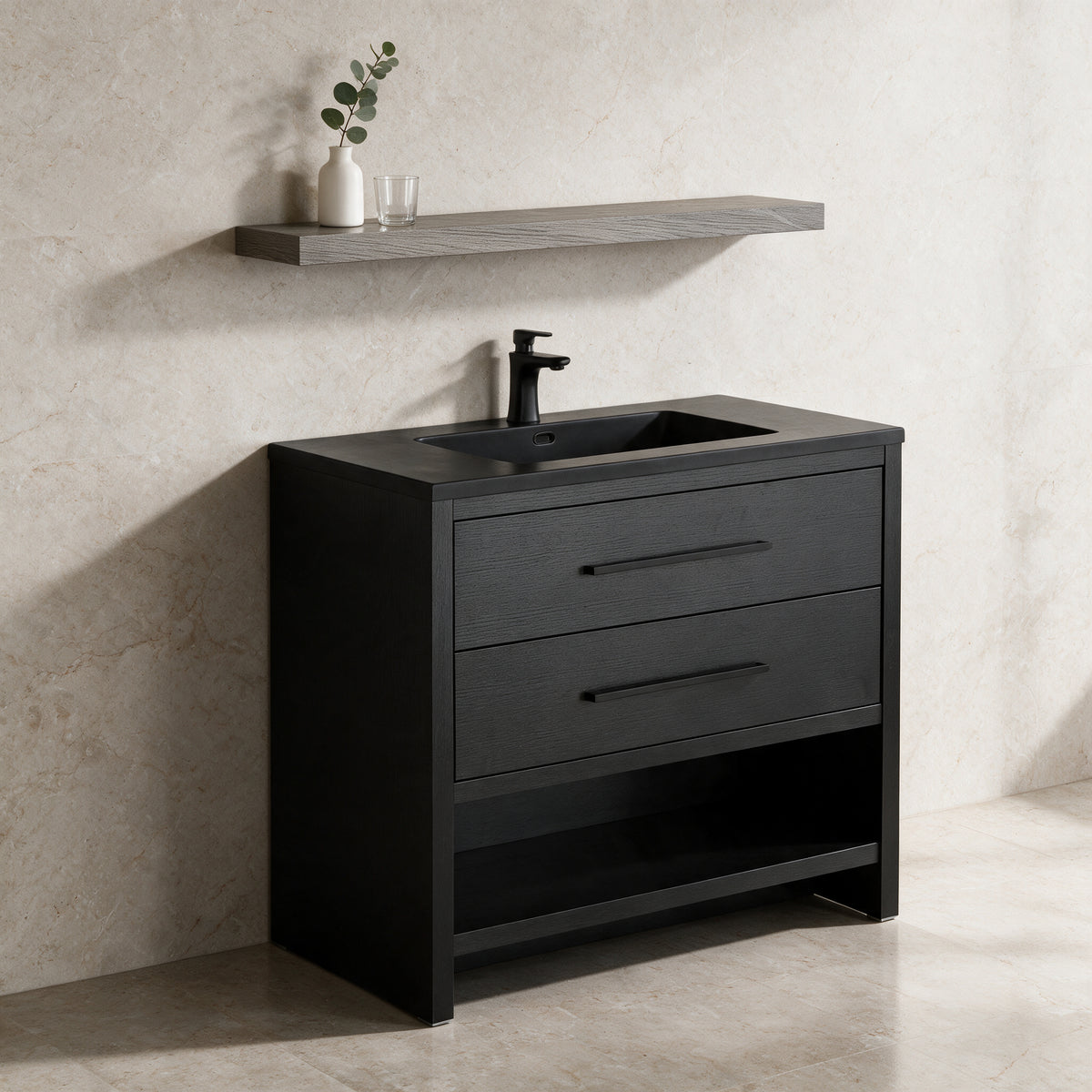 36" Wall-Mount Maple Grey Shelf