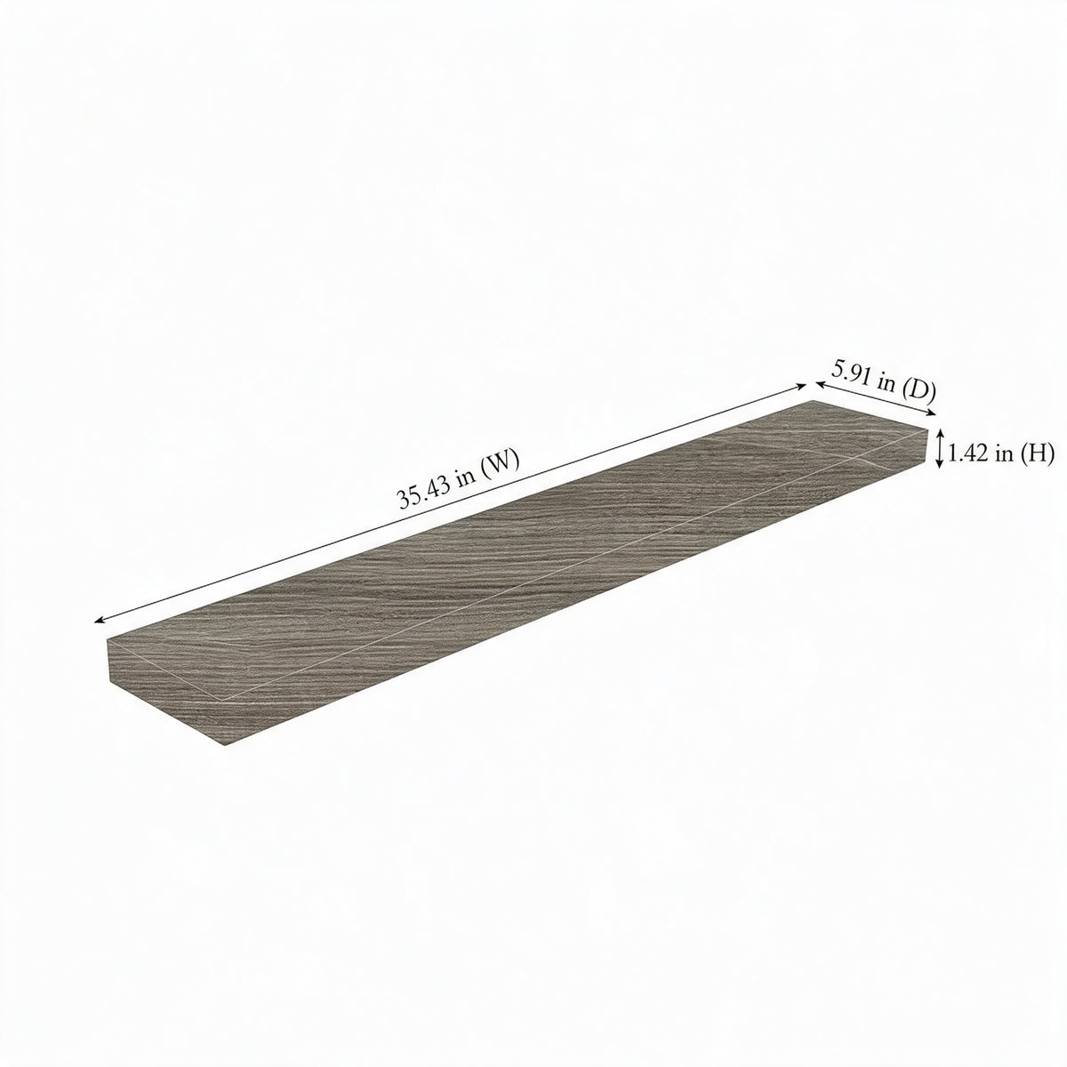36" Wall-Mount Maple Grey Shelf