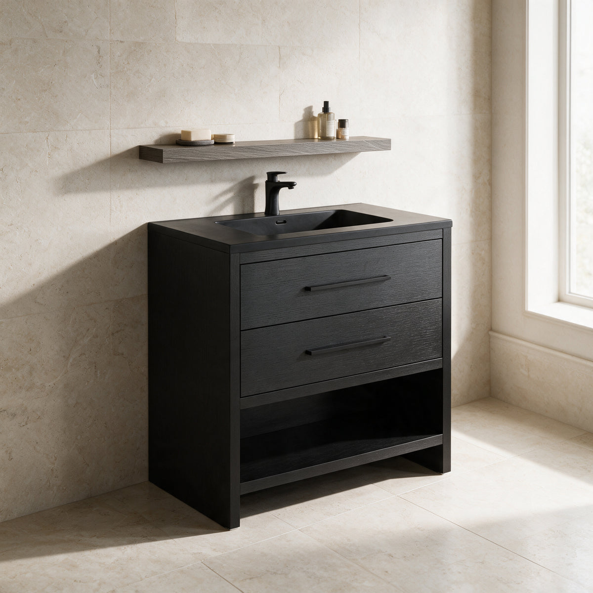 36" Wall-Mount Maple Grey Shelf