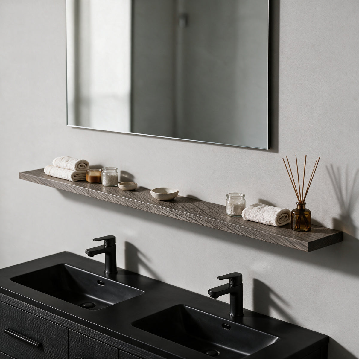 60" Wall-Mount Maple Grey Shelf