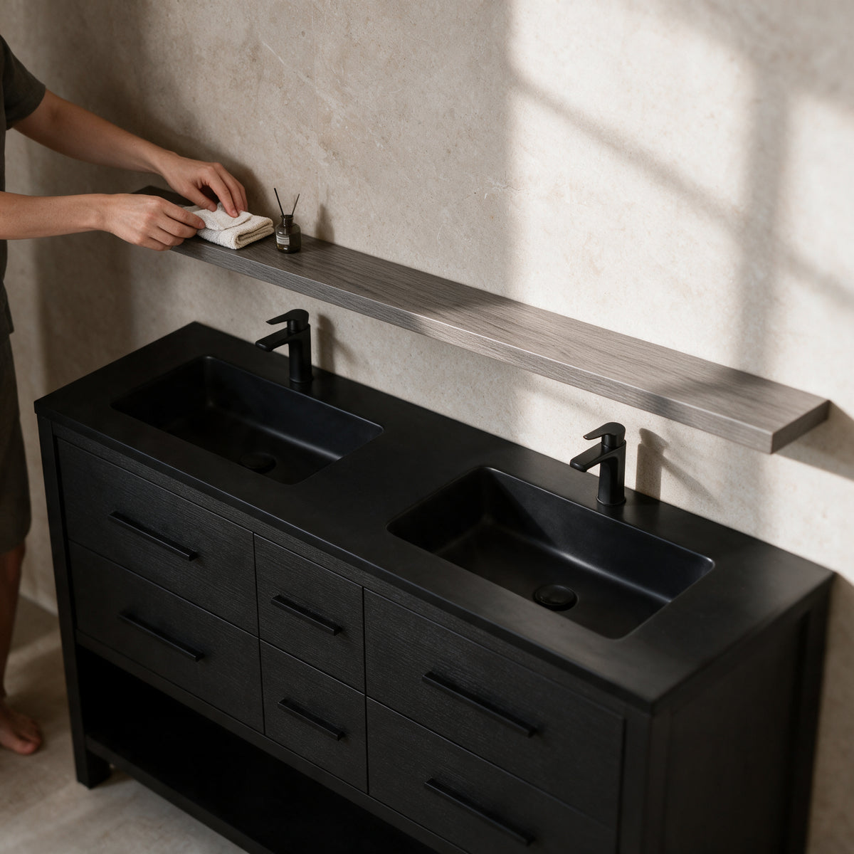 60" Wall-Mount Maple Grey Shelf
