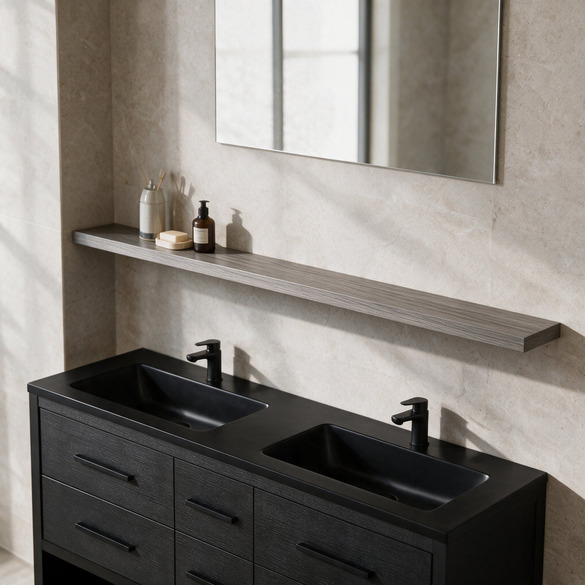 60" Wall-Mount Maple Grey Shelf