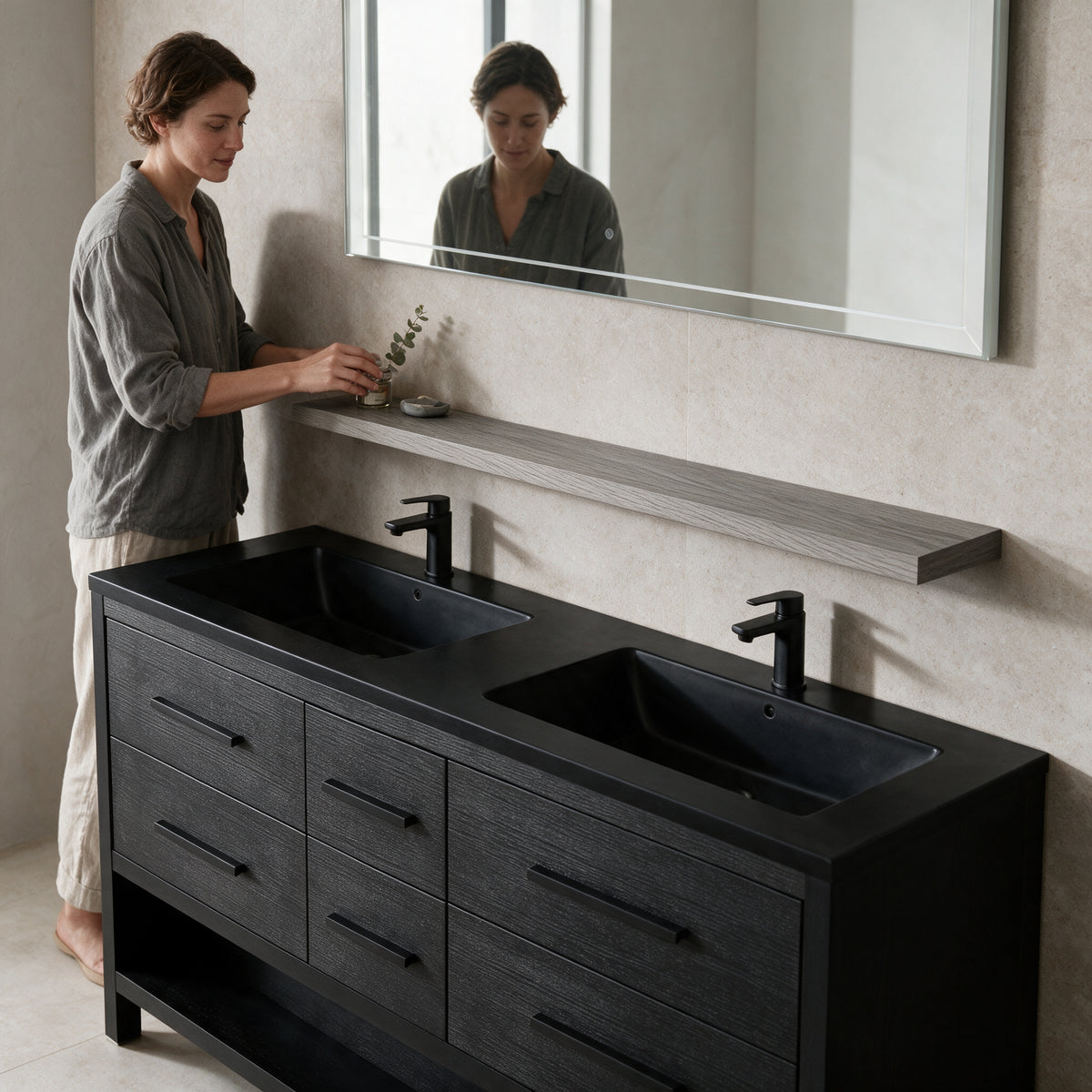 60" Wall-Mount Maple Grey Shelf