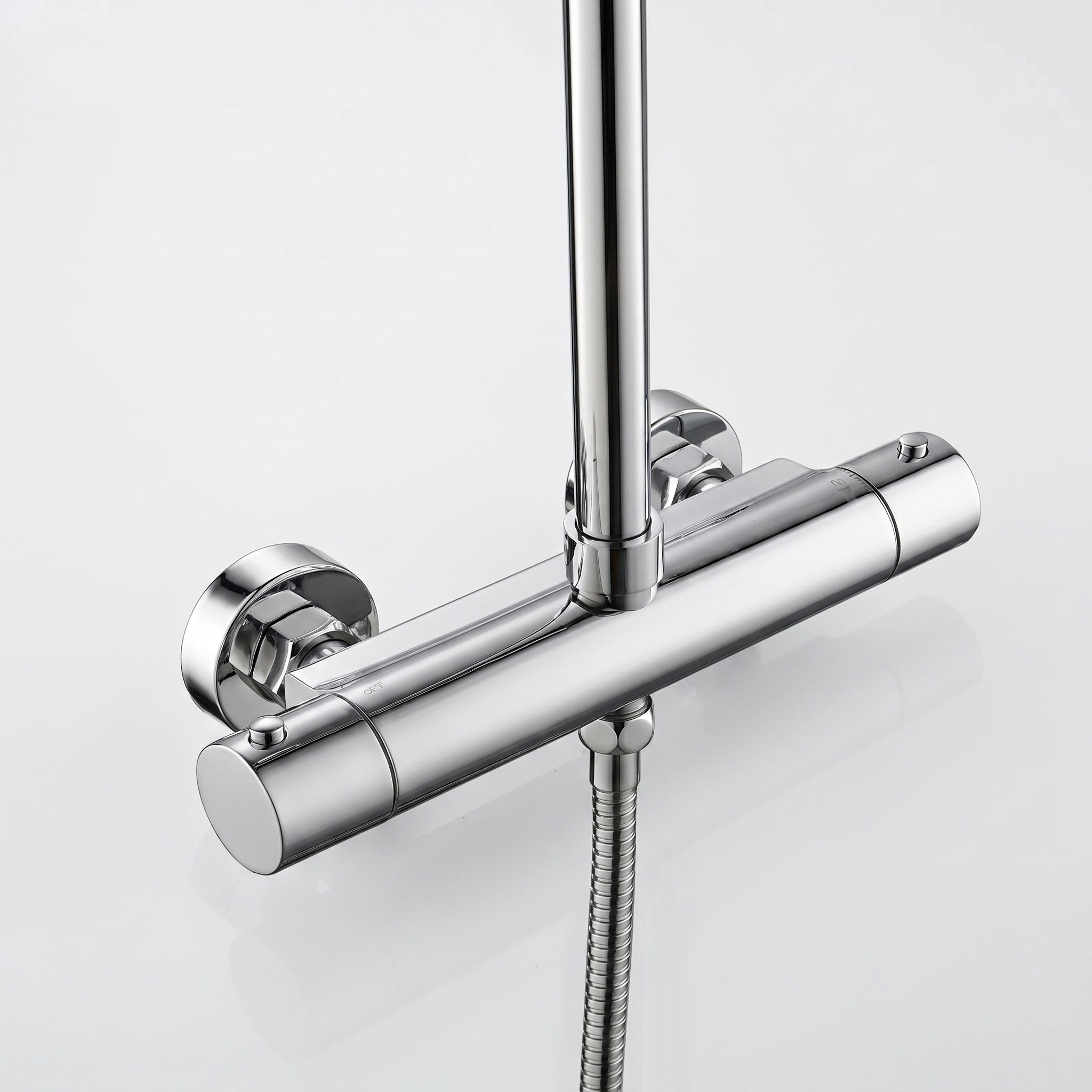 Chrome Thermostatic Shower Mixer with 2-Function Round Control