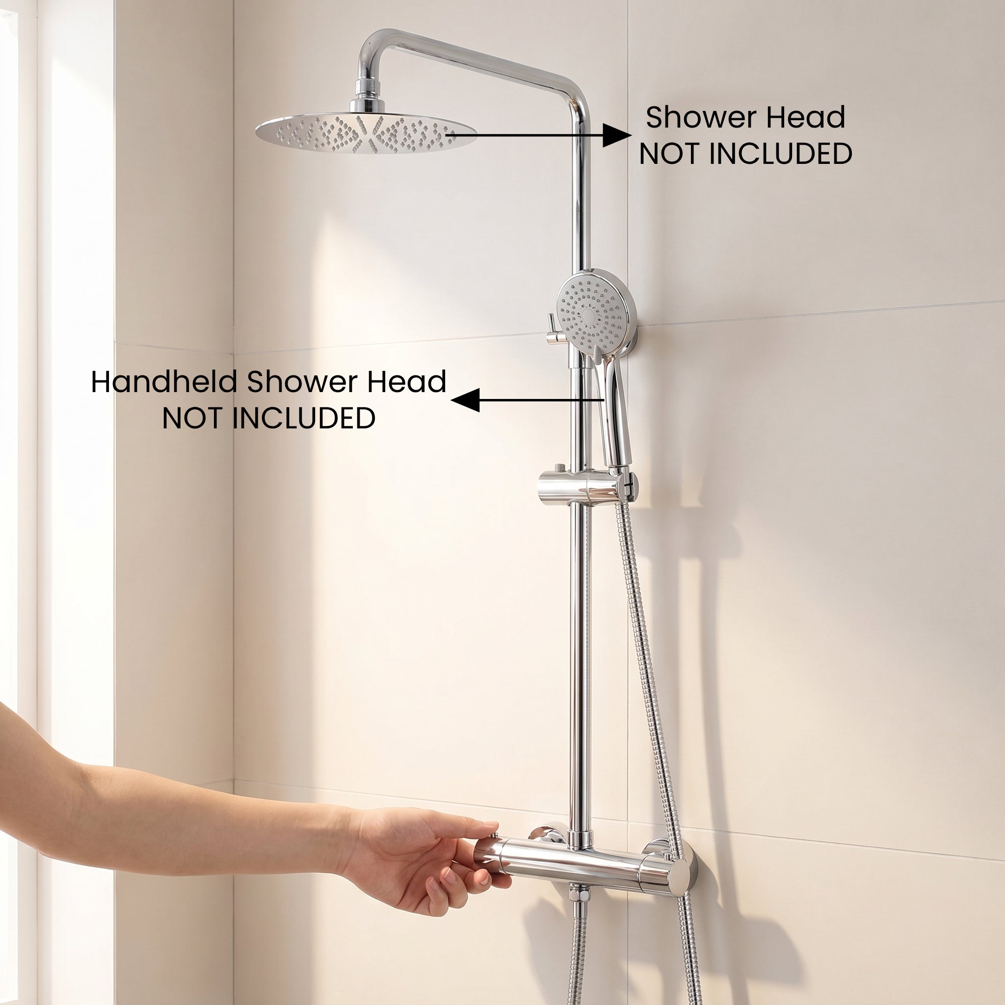 Chrome Thermostatic Shower Mixer with 2-Function Round Control