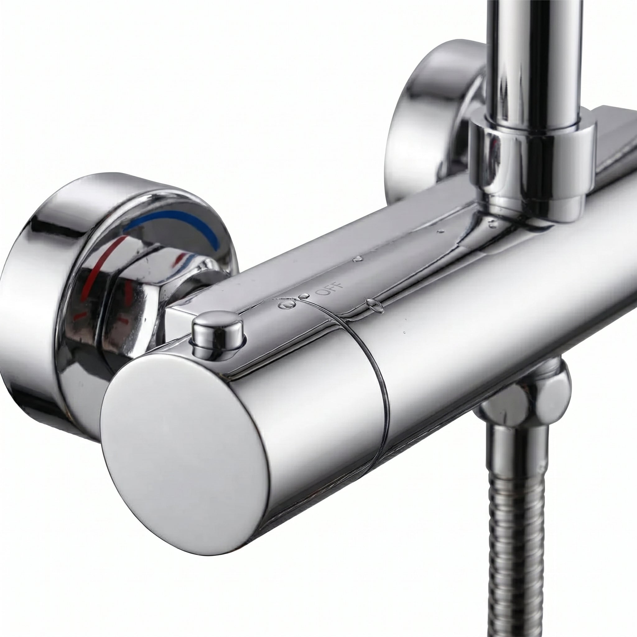 Chrome Thermostatic Shower Mixer with 2-Function Round Control