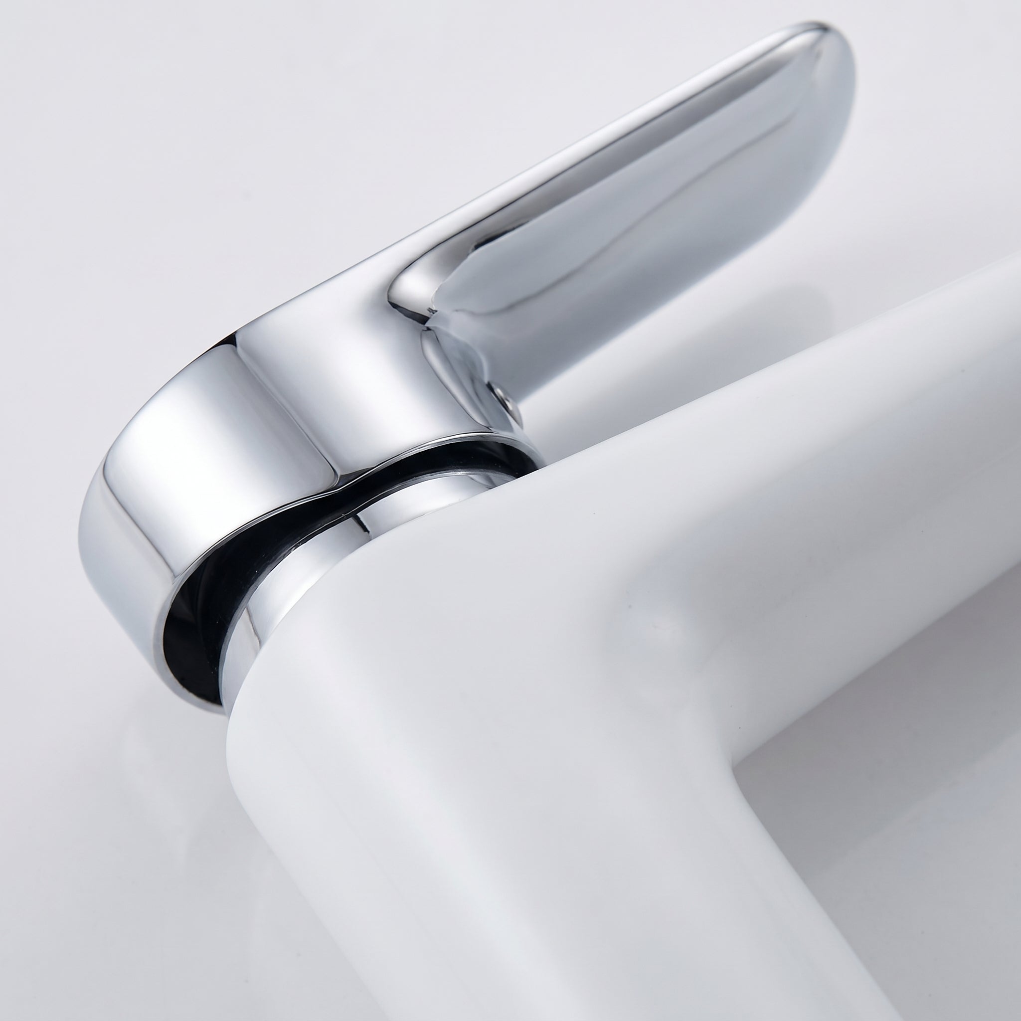 Santorini Single Handle Bathroom Sink Faucet in White and Chrome