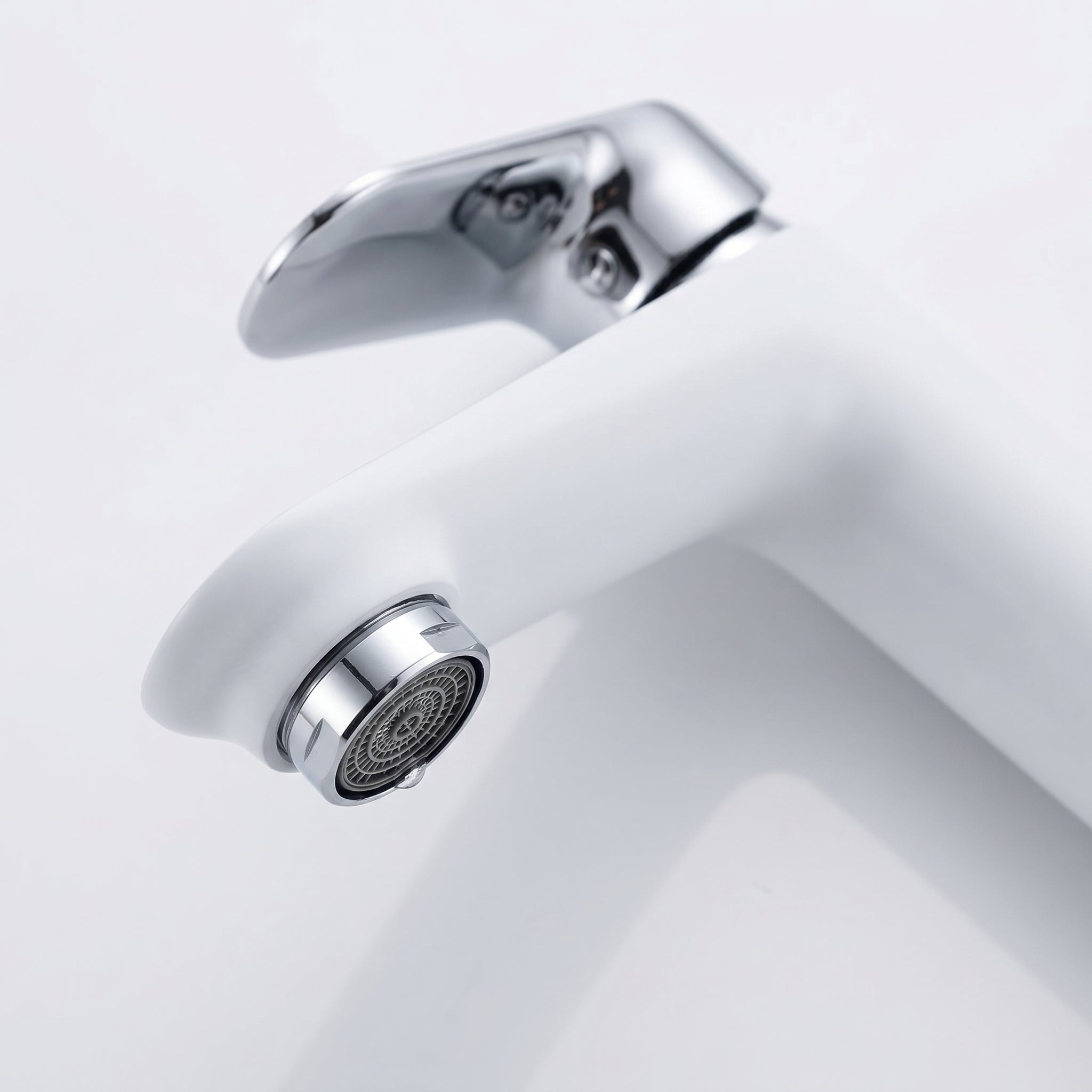 Santorini Single Handle Bathroom Sink Faucet in White and Chrome