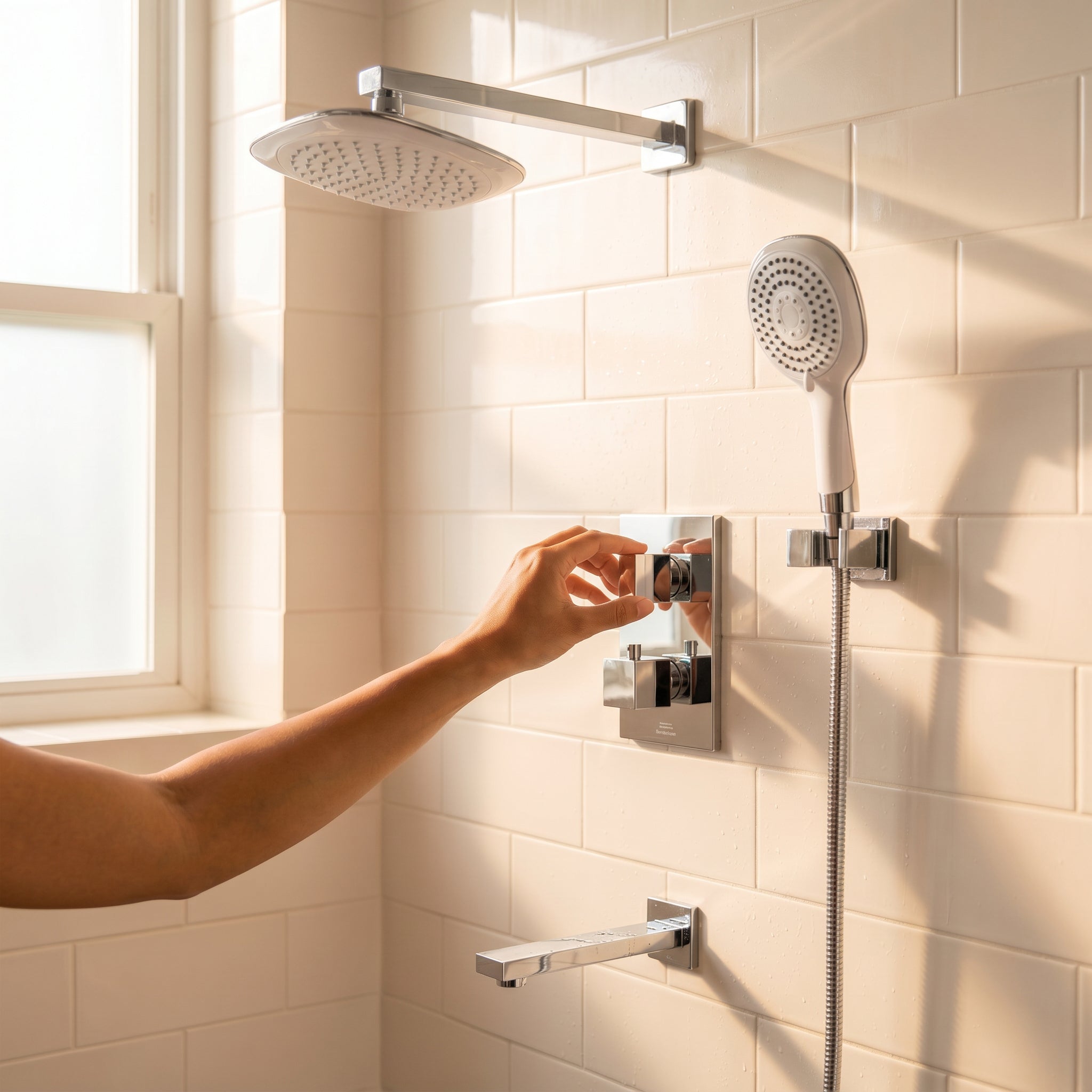 Senay White & Chrome 3-Function Complete Shower Set