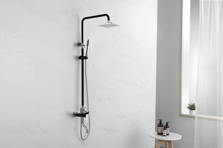 Bathroom Shower Column - Ice Black - Black & Chrome - Thermostatic - Golden Elite Deco