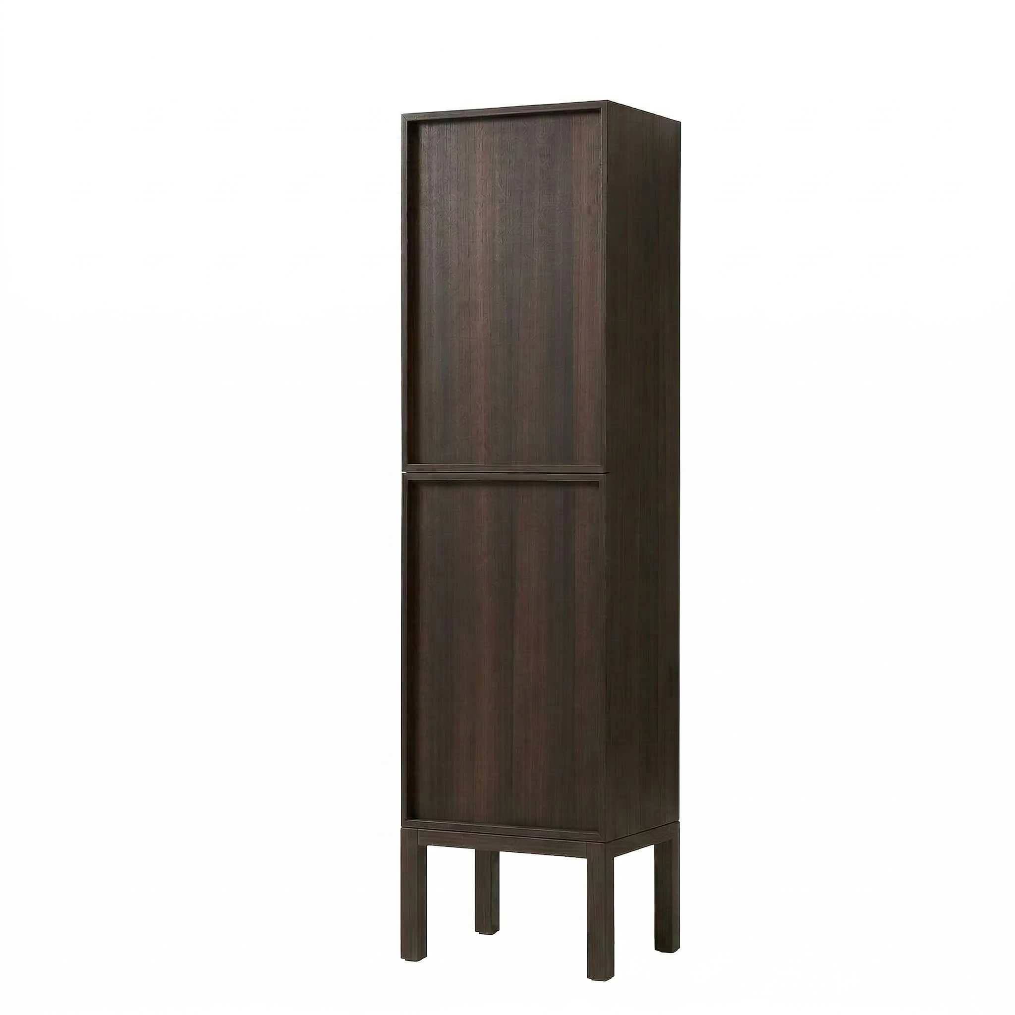 Armoire à linge sur pied 17po en chêne fumé avec portes à fermeture douce - Réversible