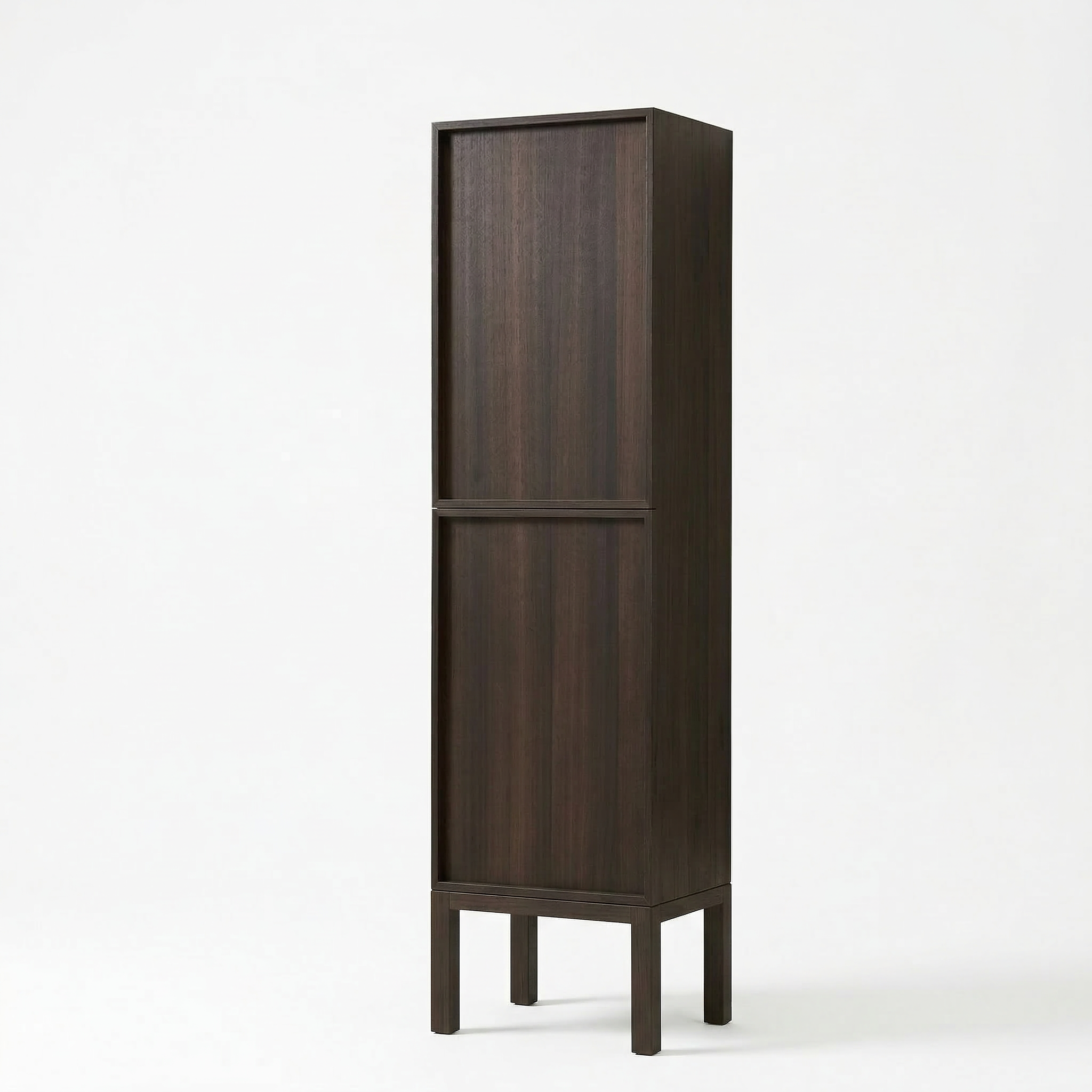 Armoire à linge sur pied 17po en chêne fumé avec portes à fermeture douce - Réversible