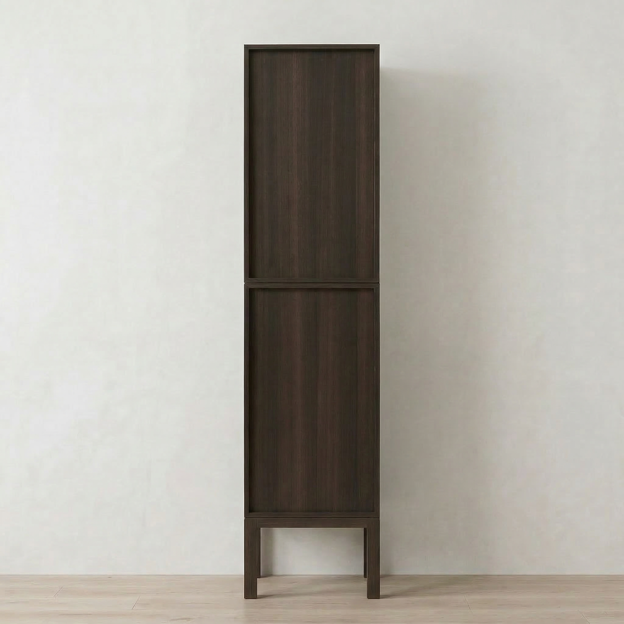 Armoire à linge sur pied 17po en chêne fumé avec portes à fermeture douce - Réversible