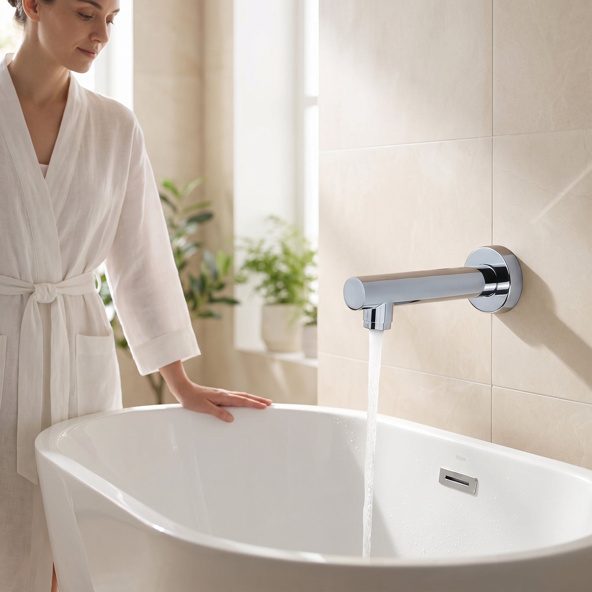 Bec de bain douche  Nickel brossé - Rond