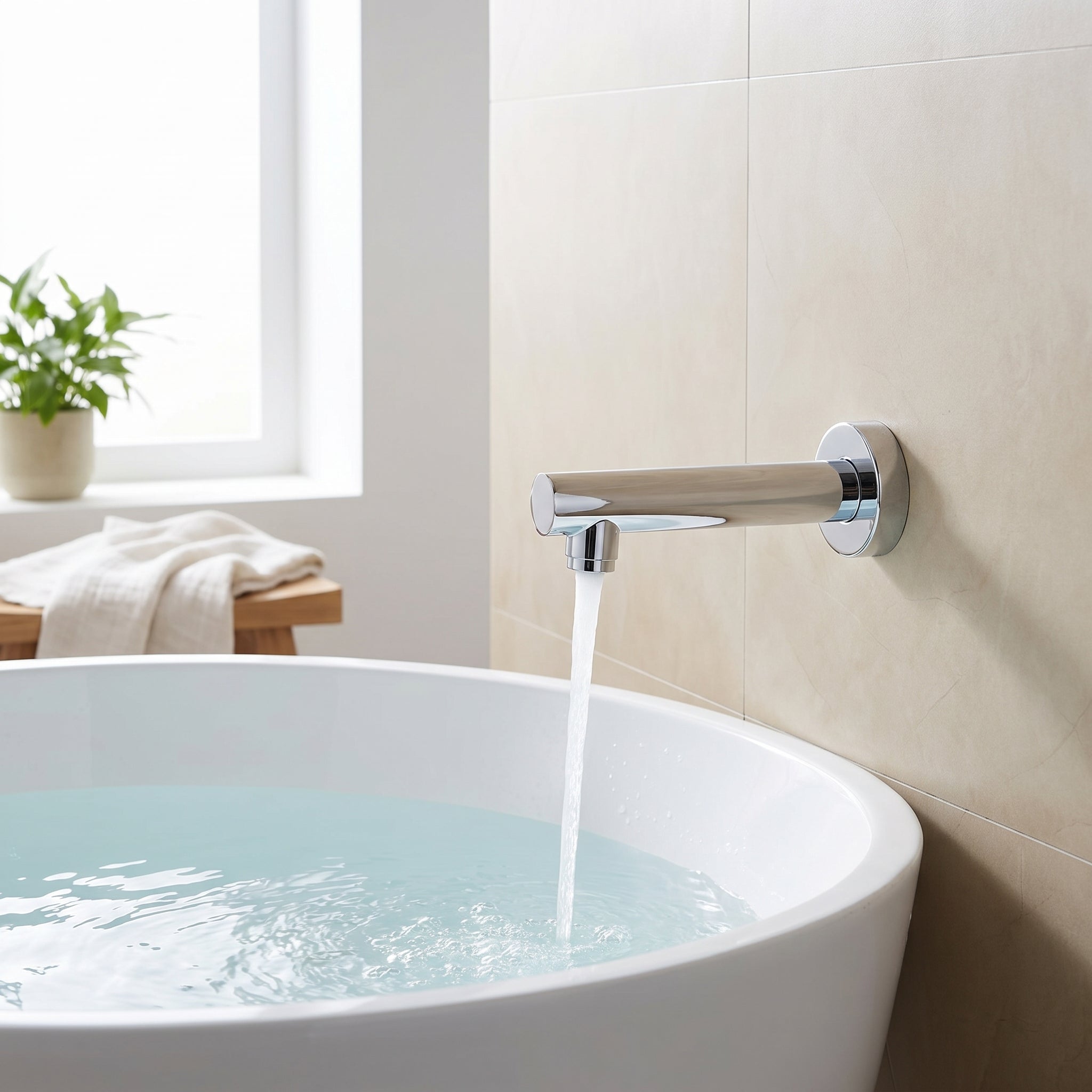 Bec de bain douche  Nickel brossé - Rond