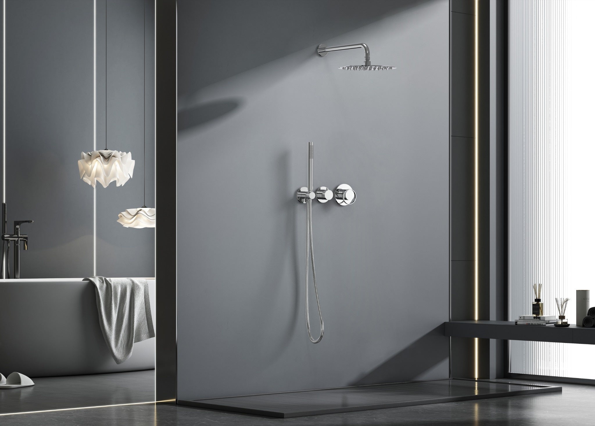 Ensemble de douche thermostatique Luna 2 fonctions - Chrome