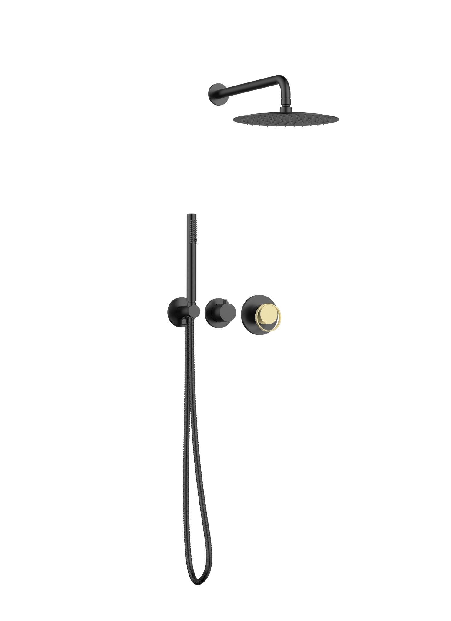 Ensemble de douche Luna 2 fonctions à pression équilibrée - Noir mat et or