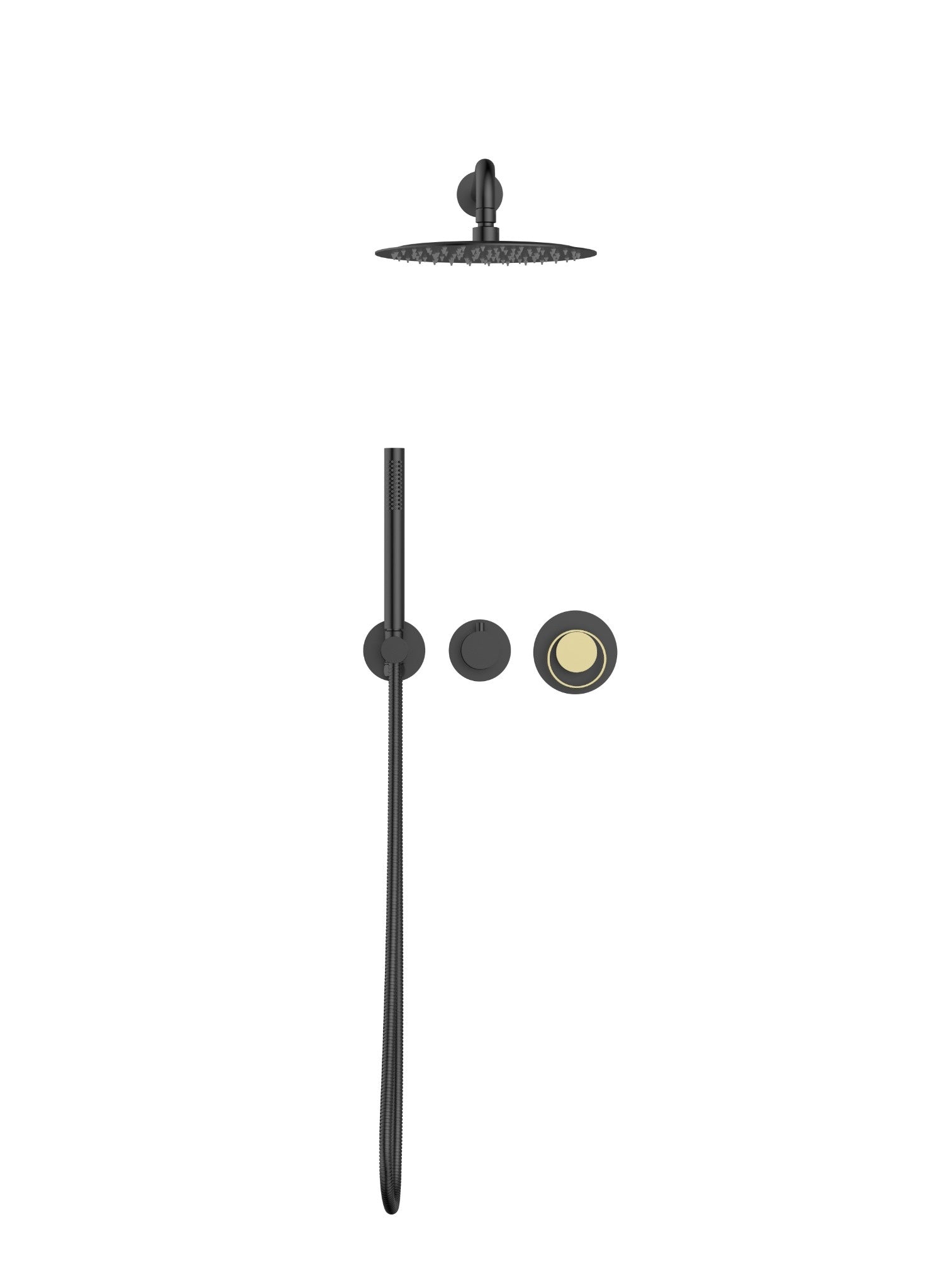 Ensemble de douche Luna 2 fonctions à pression équilibrée - Noir mat et or