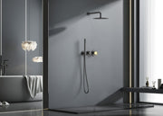 Ensemble de douche Luna 2 fonctions à pression équilibrée - Noir mat et or