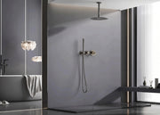 Ensemble de douche Luna 2 fonctions à pression équilibrée - Noir mat et or