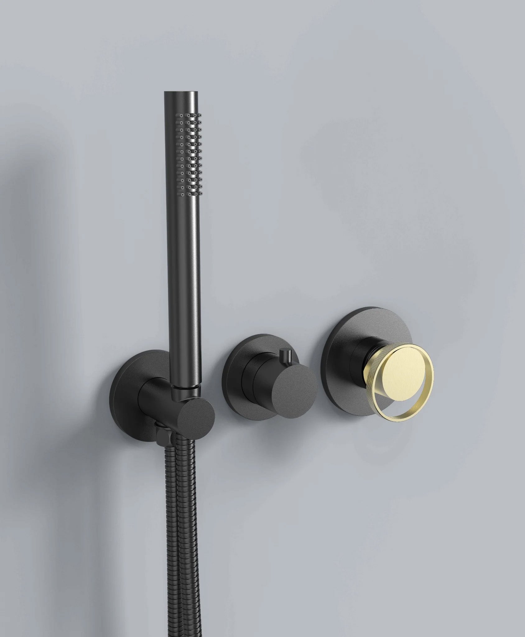 Luna 2-Function Pressure Balance Shower Set - Matte Black and Gold