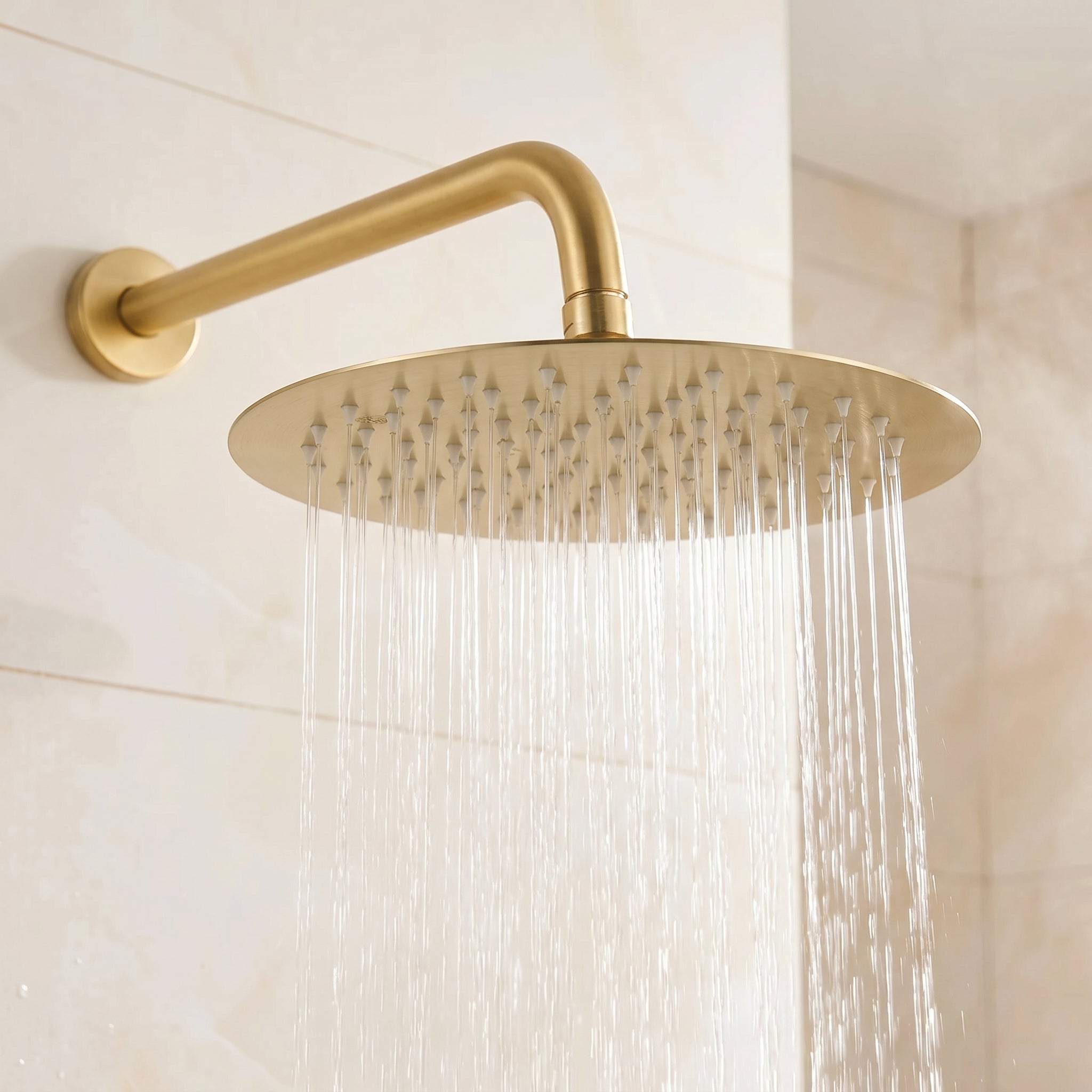 Ensemble de douche pluie or brossé avec douchette - Collection Verona