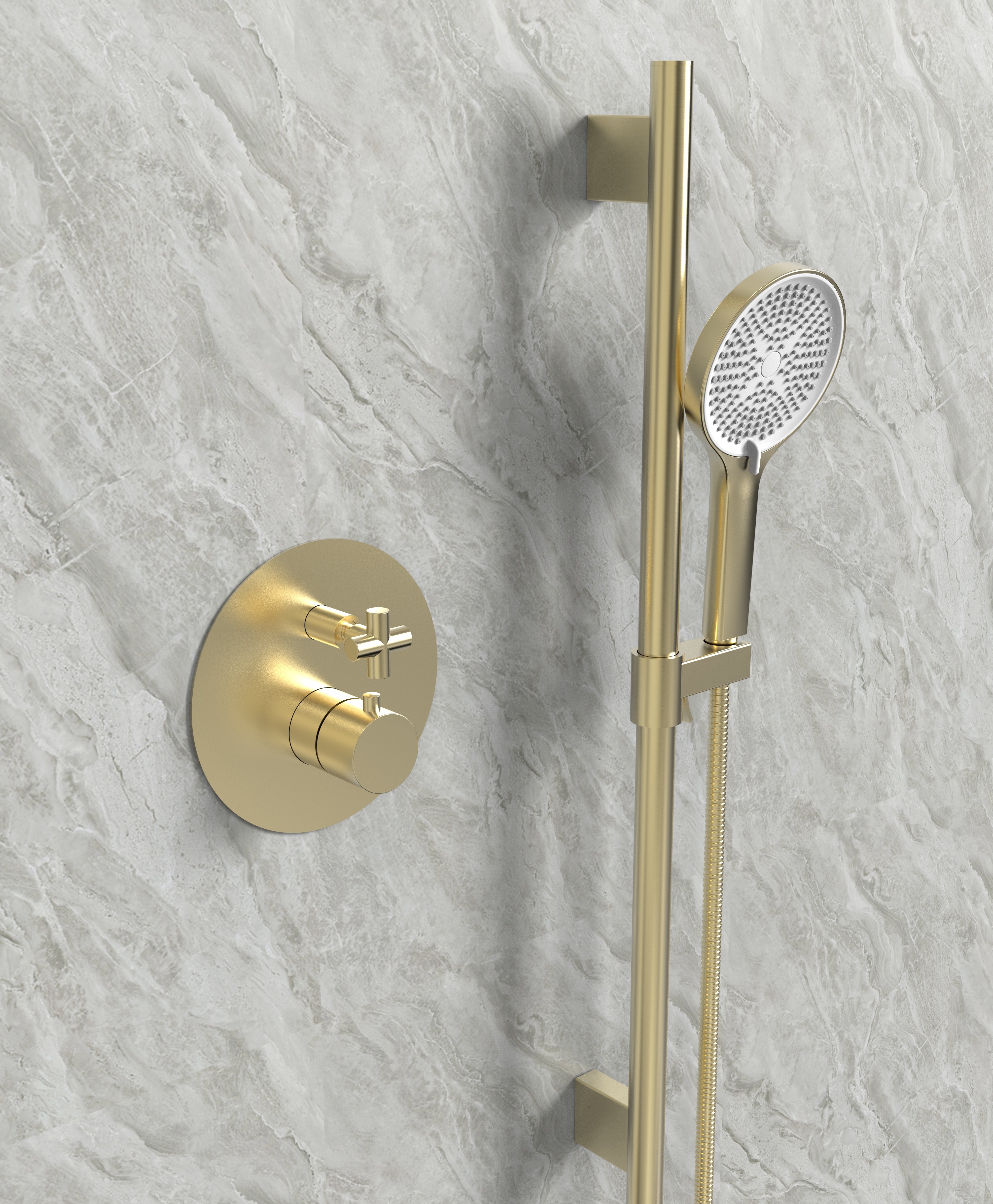 Vero 2-Function Pressure Balance Shower Set in Brushed Gold