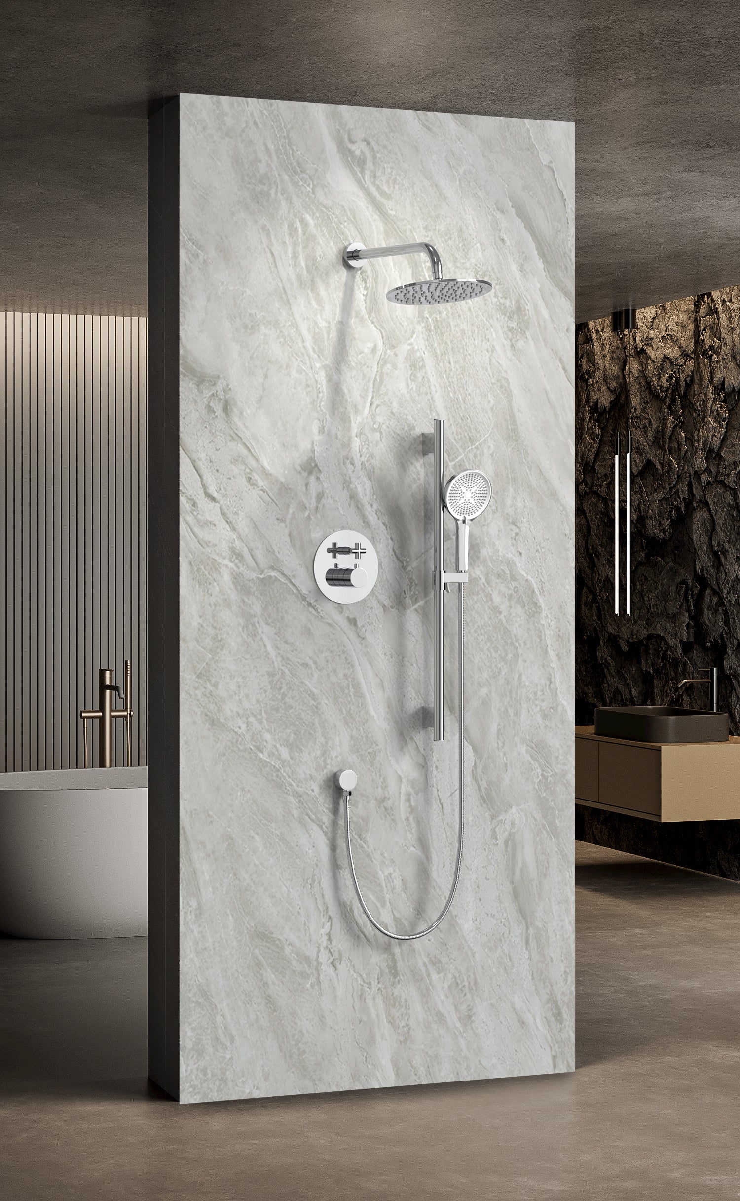 Ensemble de douche Vero à pression équilibrée 2 fonctions - Chrome