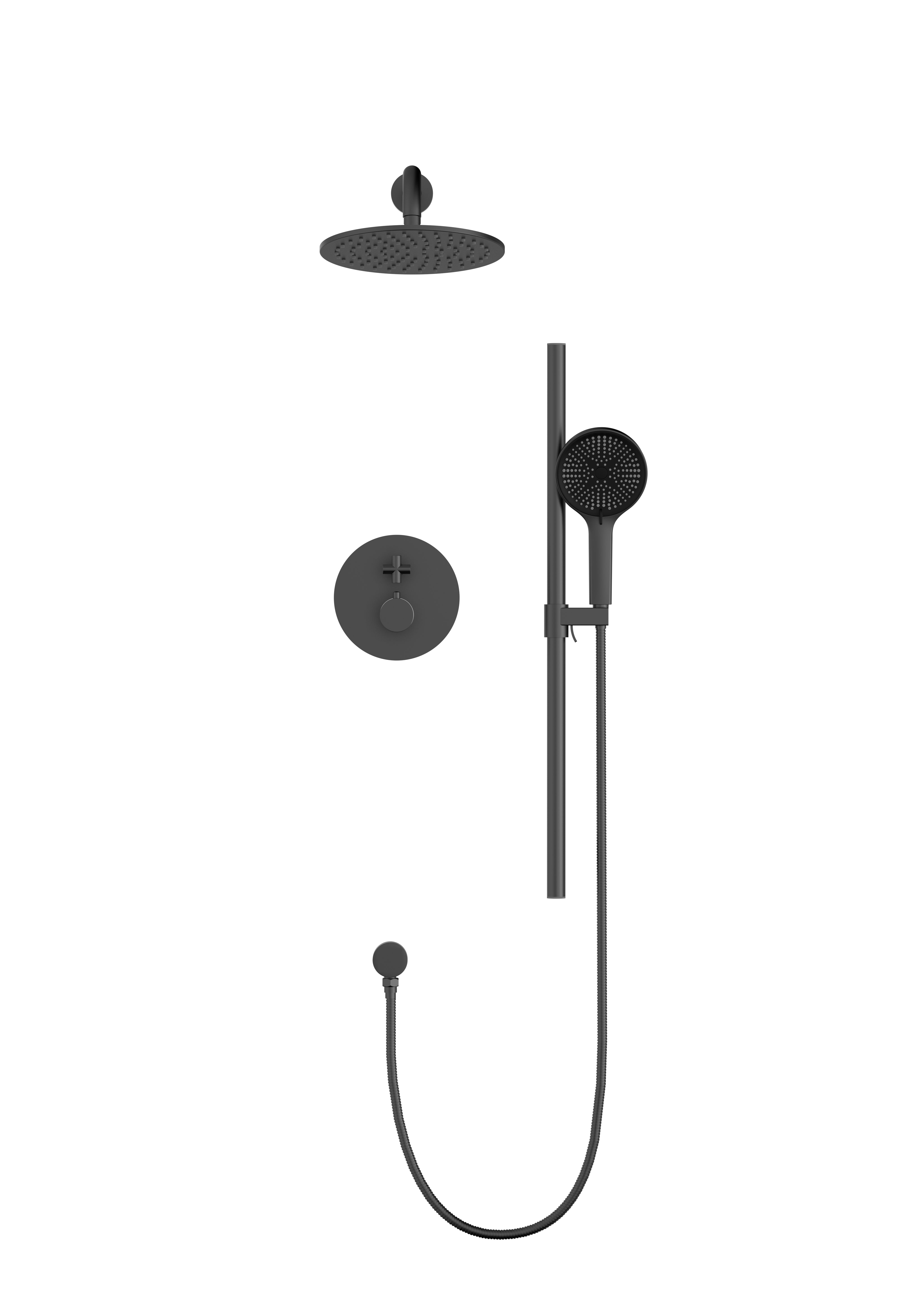 Ensemble de Douche Vero 2 Fonctions avec Équilibrage de Pression - Noir Mat