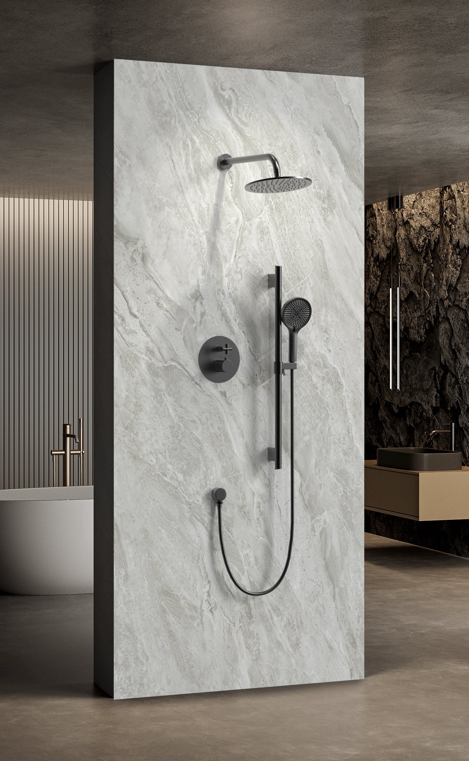 Ensemble de Douche Vero 2 Fonctions avec Équilibrage de Pression - Noir Mat
