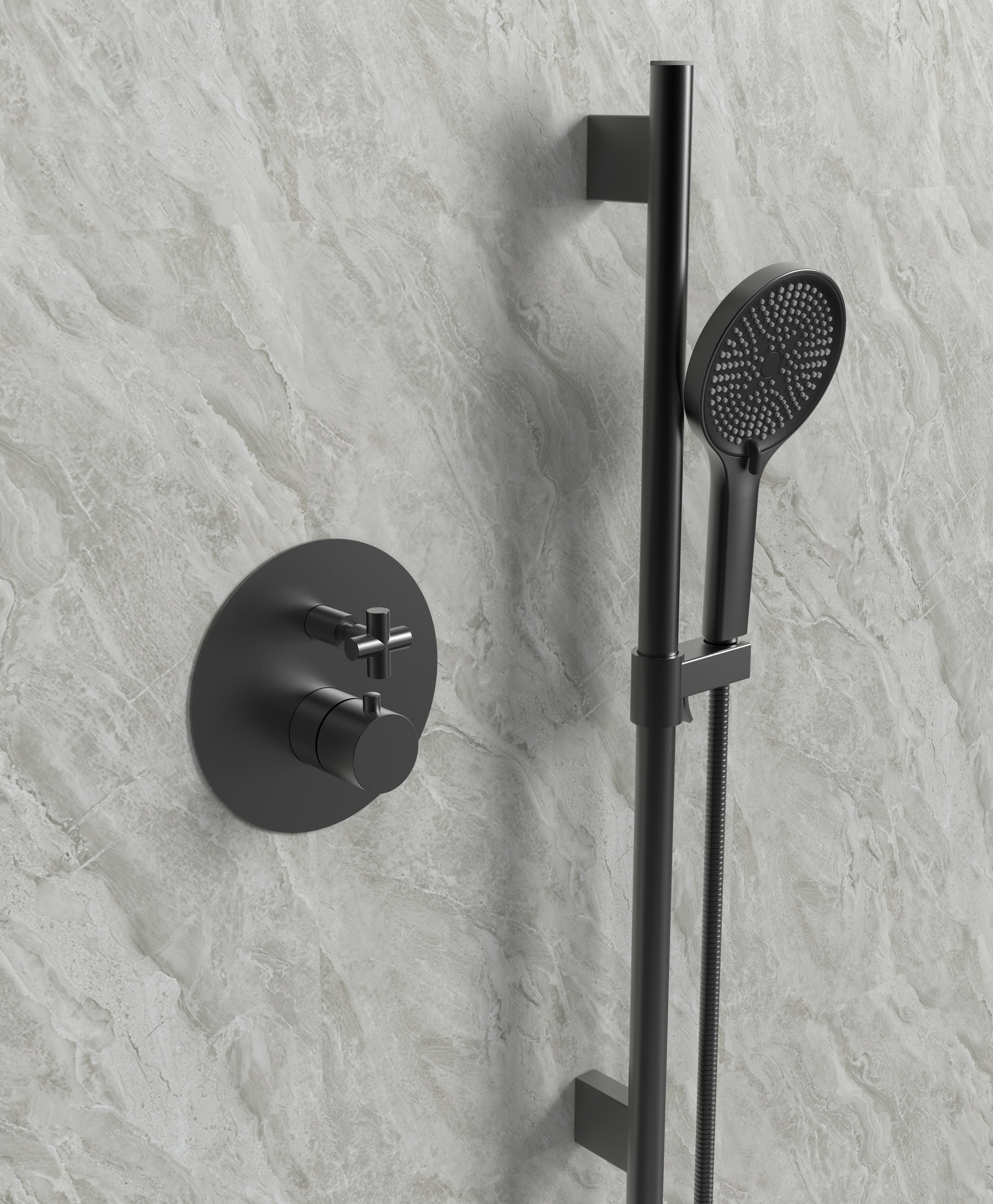 Ensemble de Douche Vero 2 Fonctions avec Équilibrage de Pression - Noir Mat