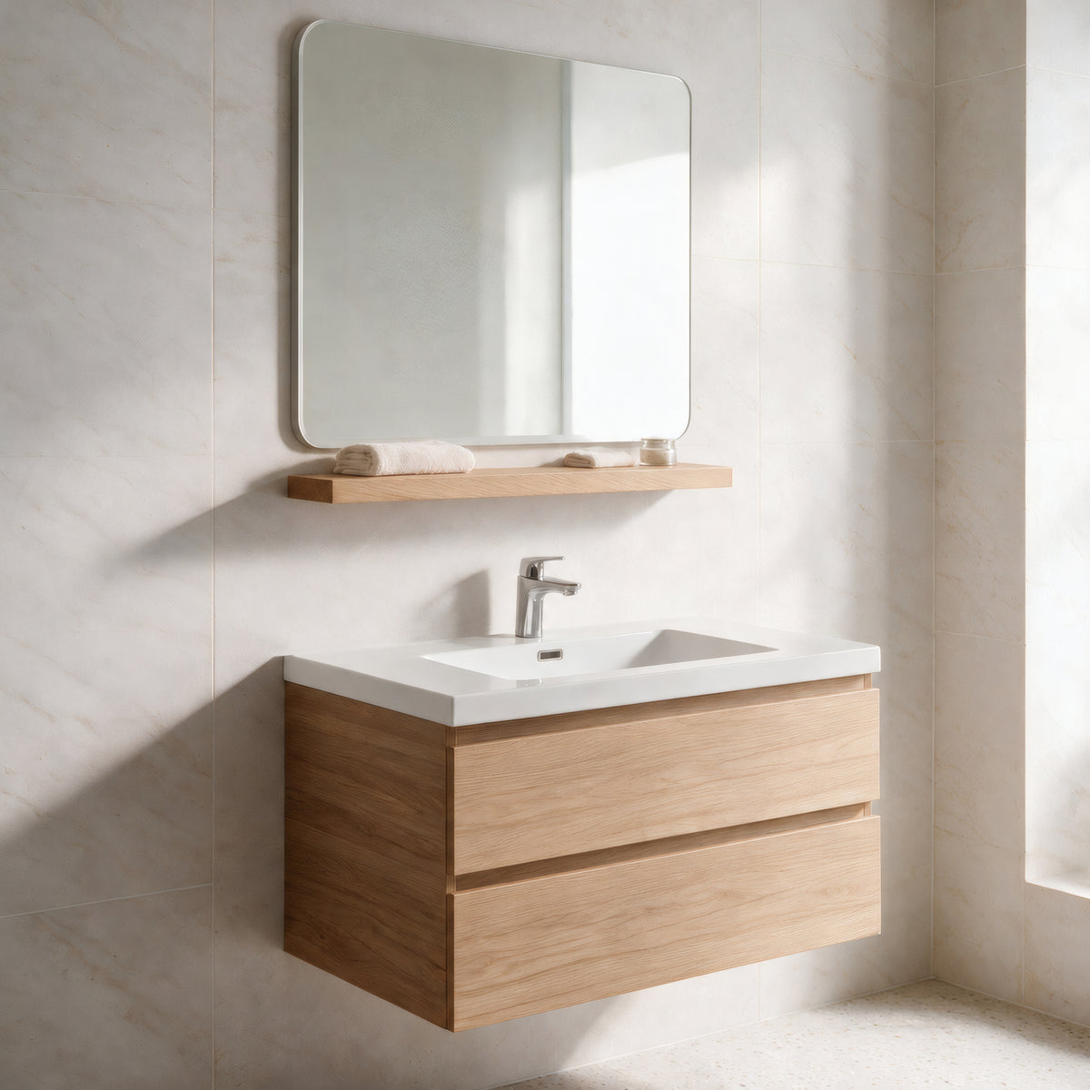 24" Wall-Mount Rough Oak Shelf