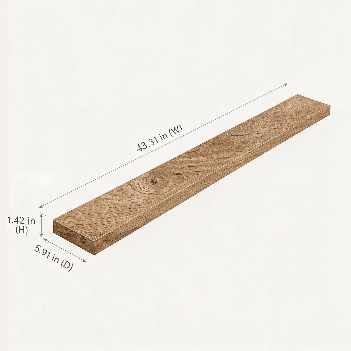 43" Wall-Mount Rough Oak Shelf