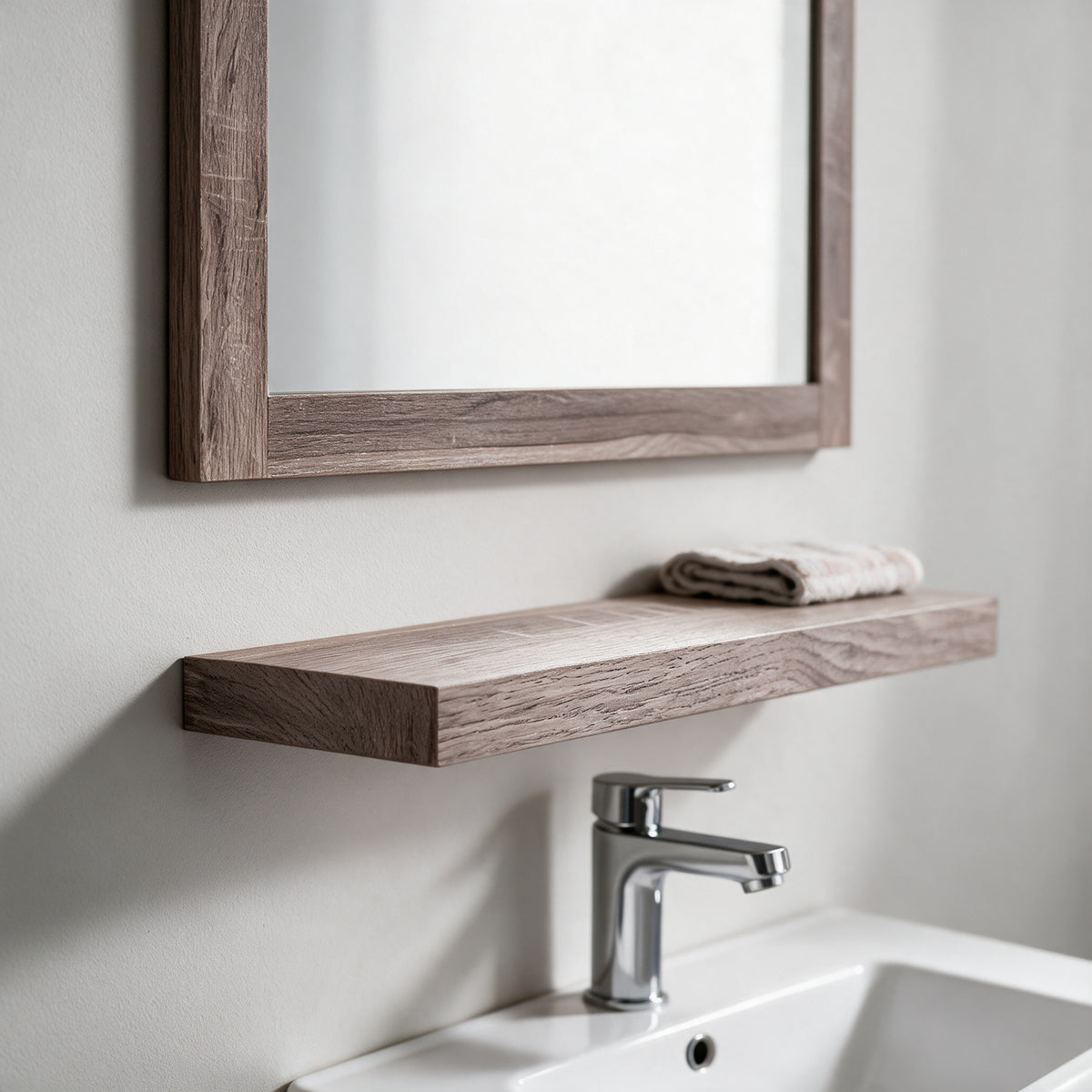 24" Wall-Mount Soft Oak Shelf