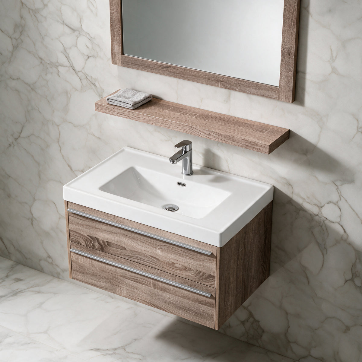 24" Wall-Mount Soft Oak Shelf