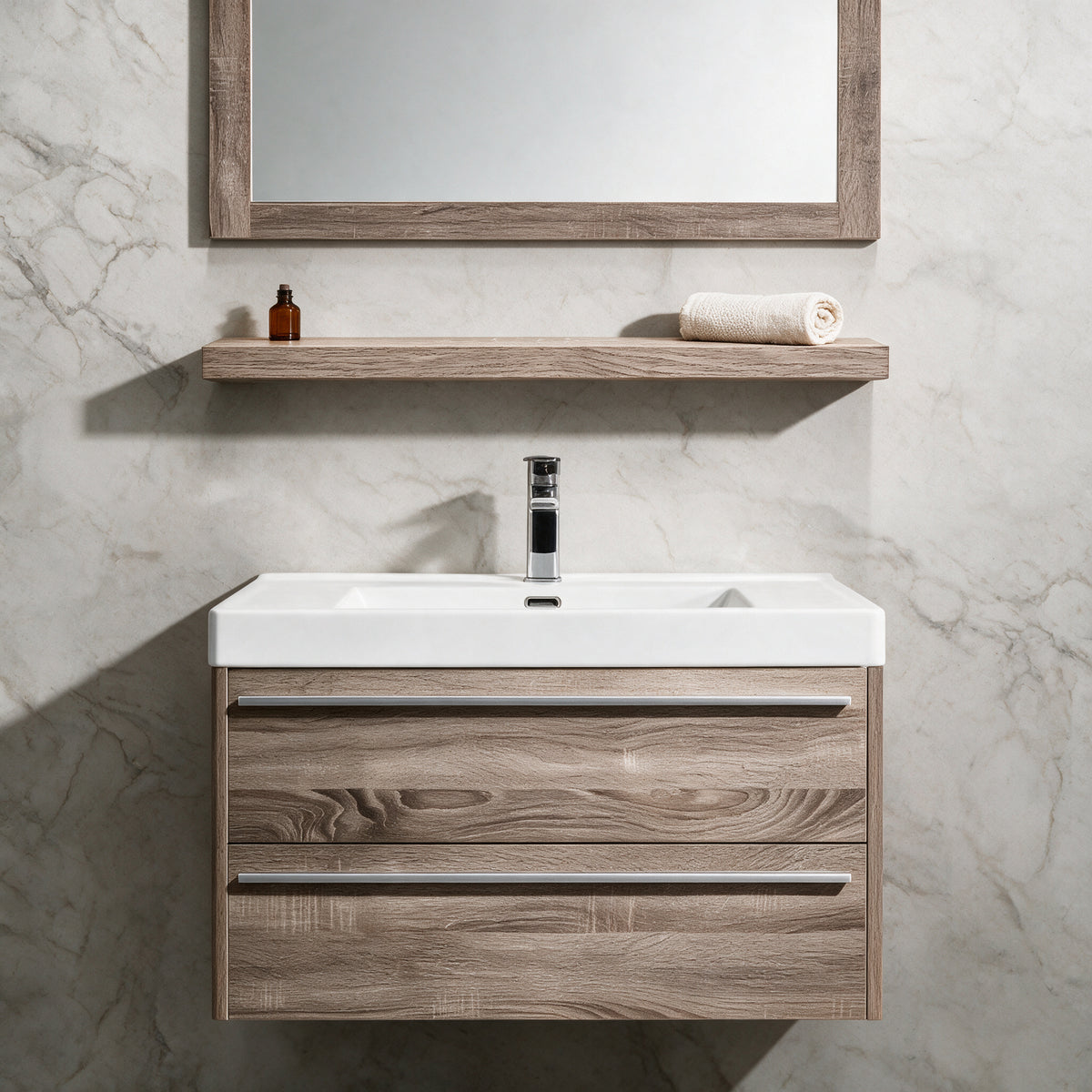 24" Wall-Mount Soft Oak Shelf