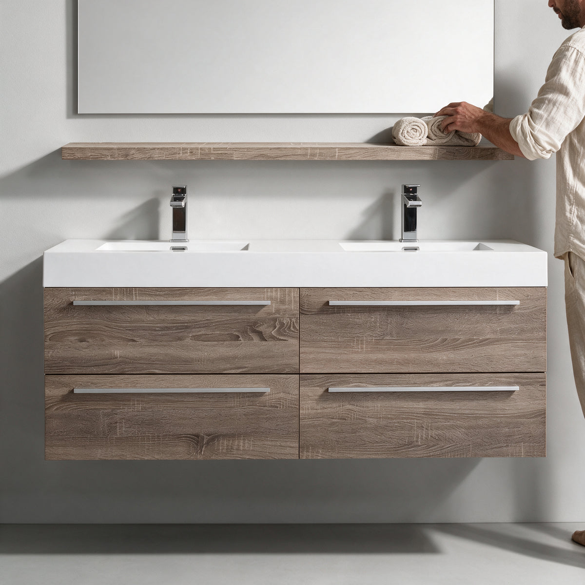 60" Wall-Mount Soft Oak Shelf