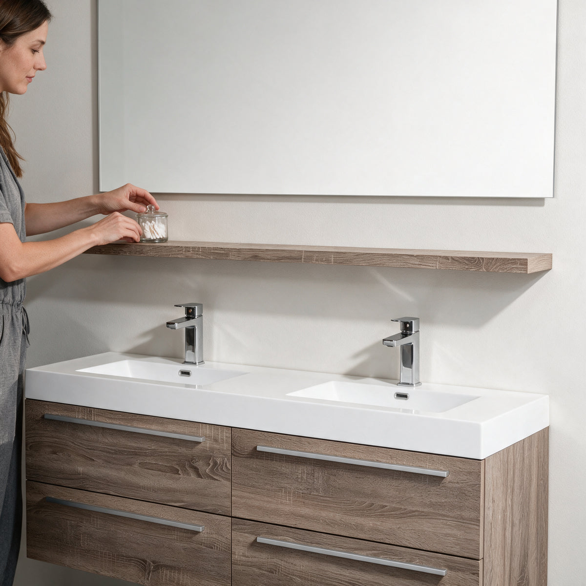 60" Wall-Mount Soft Oak Shelf