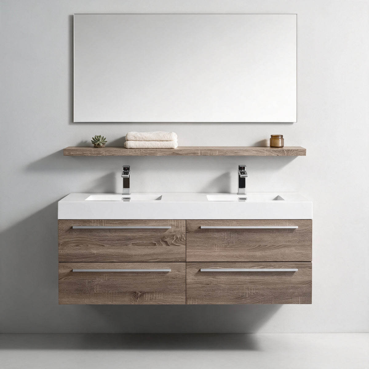 60" Wall-Mount Soft Oak Shelf